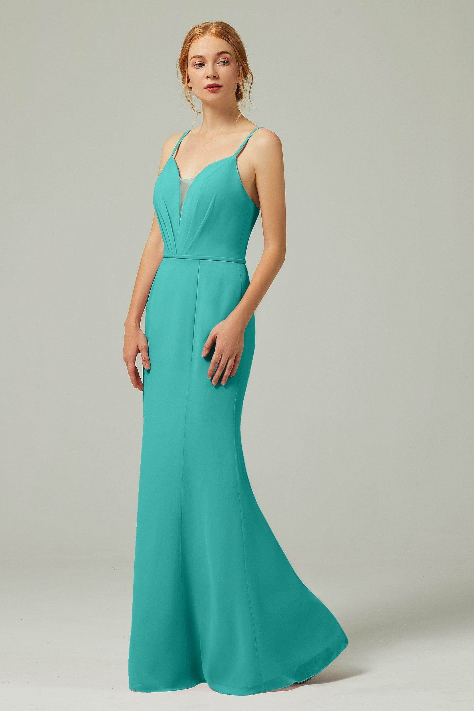Trumpet-Mermaid Floor Length Chiffon Bridesmaid Dress CB0319
