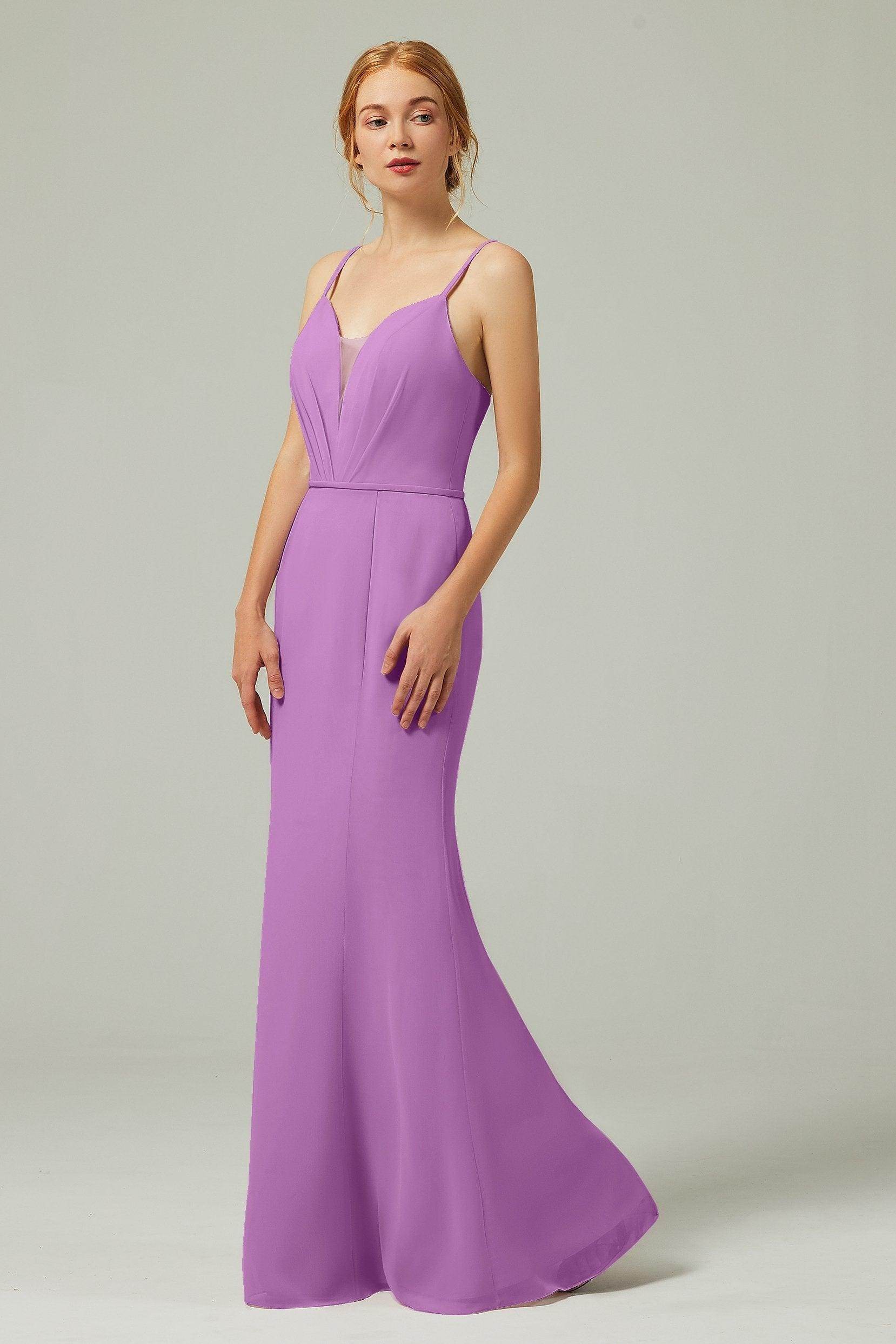 Trumpet-Mermaid Floor Length Chiffon Bridesmaid Dress CB0319