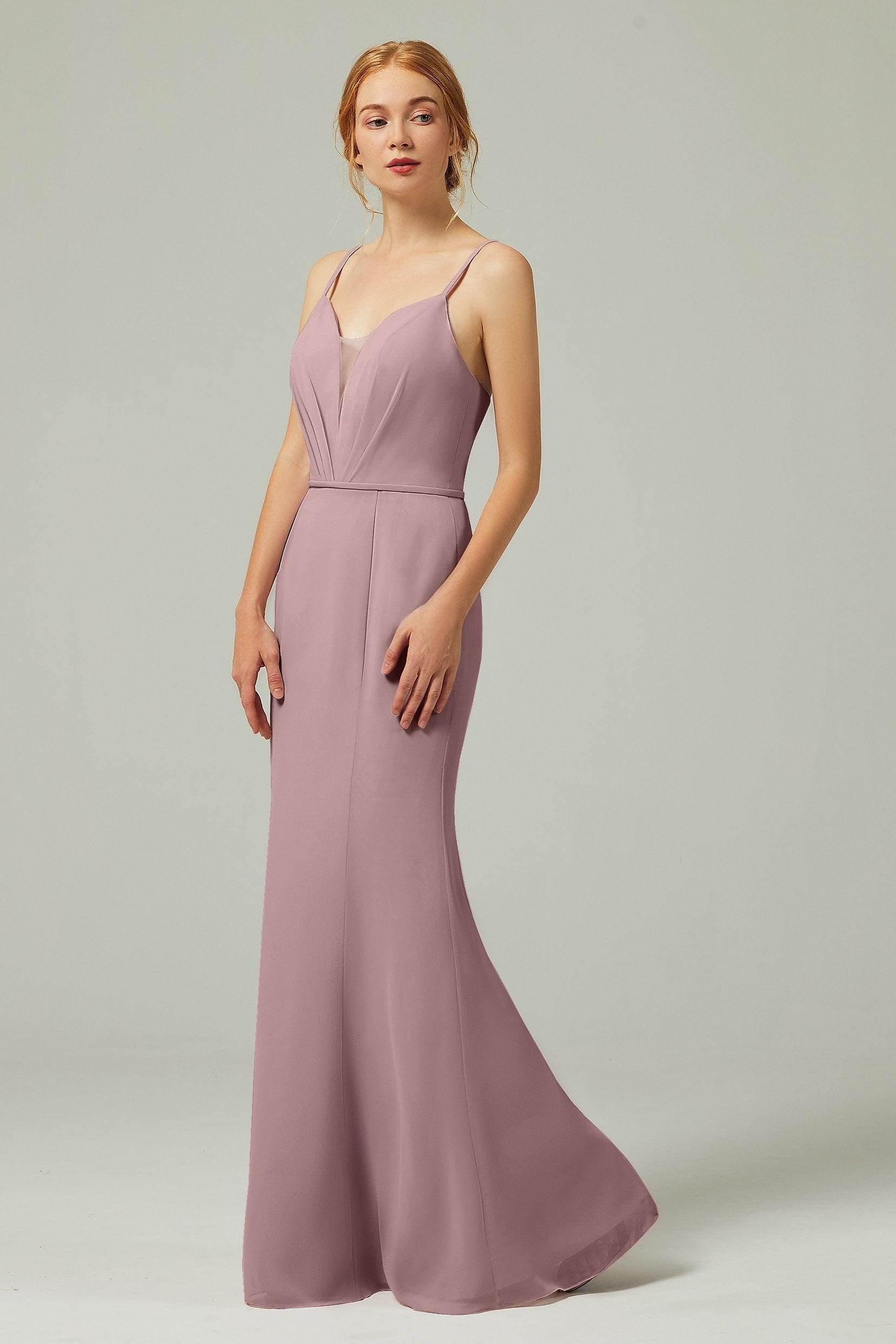 Trumpet-Mermaid Floor Length Chiffon Bridesmaid Dress CB0319