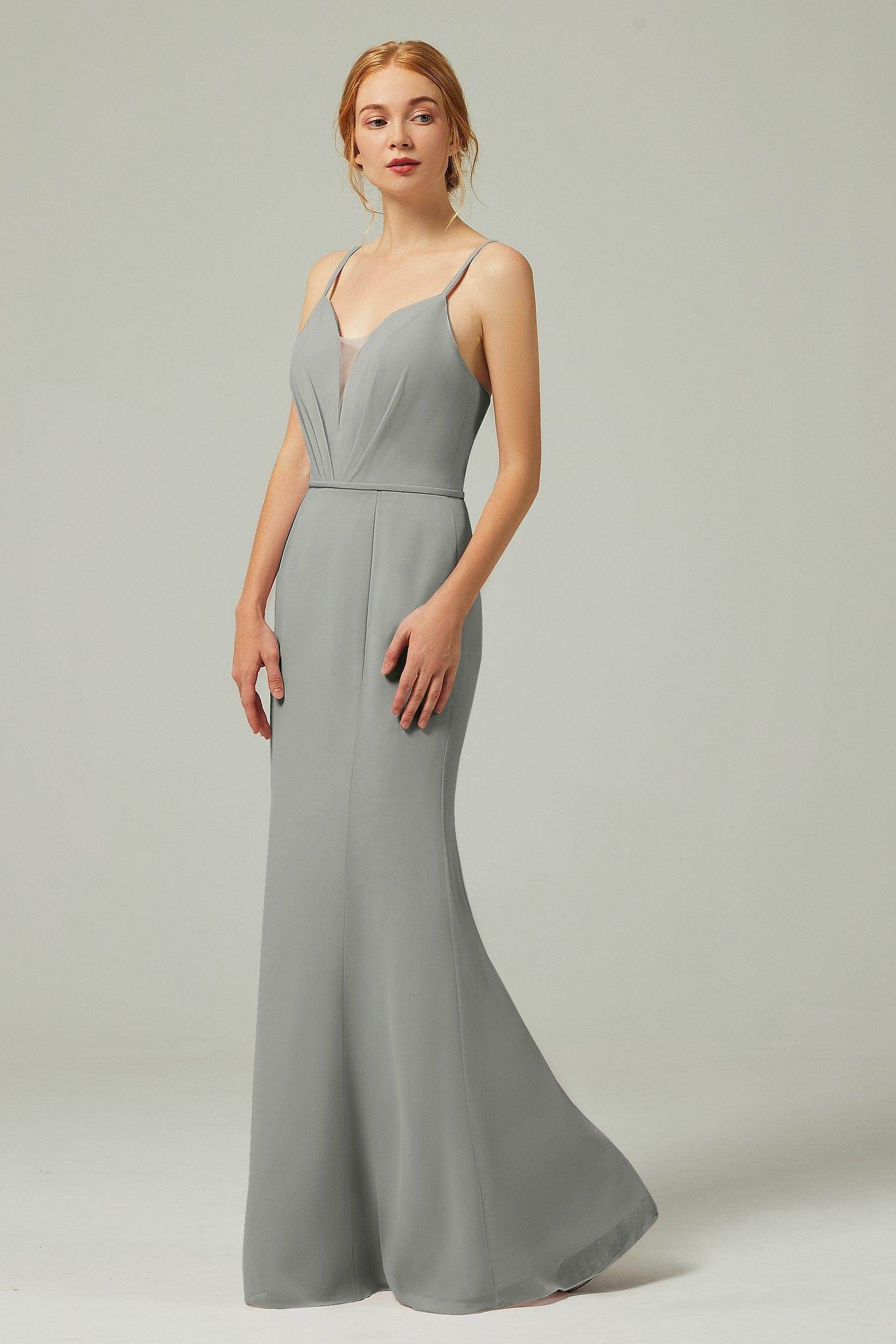 Trumpet-Mermaid Floor Length Chiffon Bridesmaid Dress CB0319