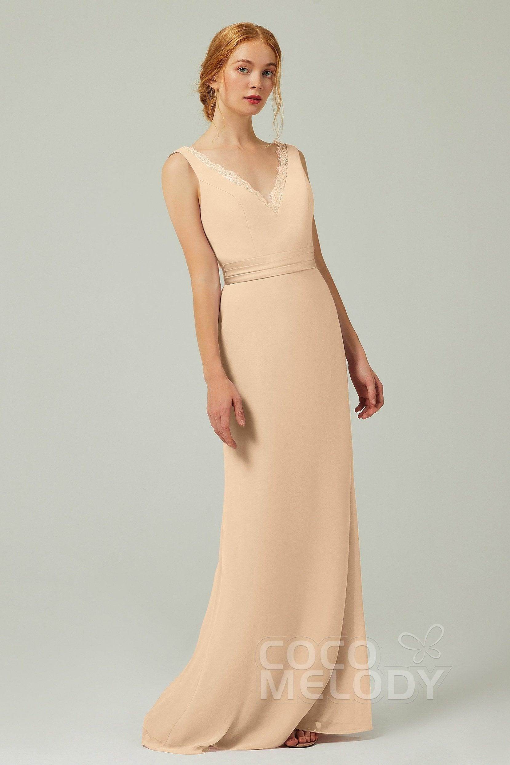 Sheath-Column Floor Length Chiffon Bridesmaid Dress CB0320