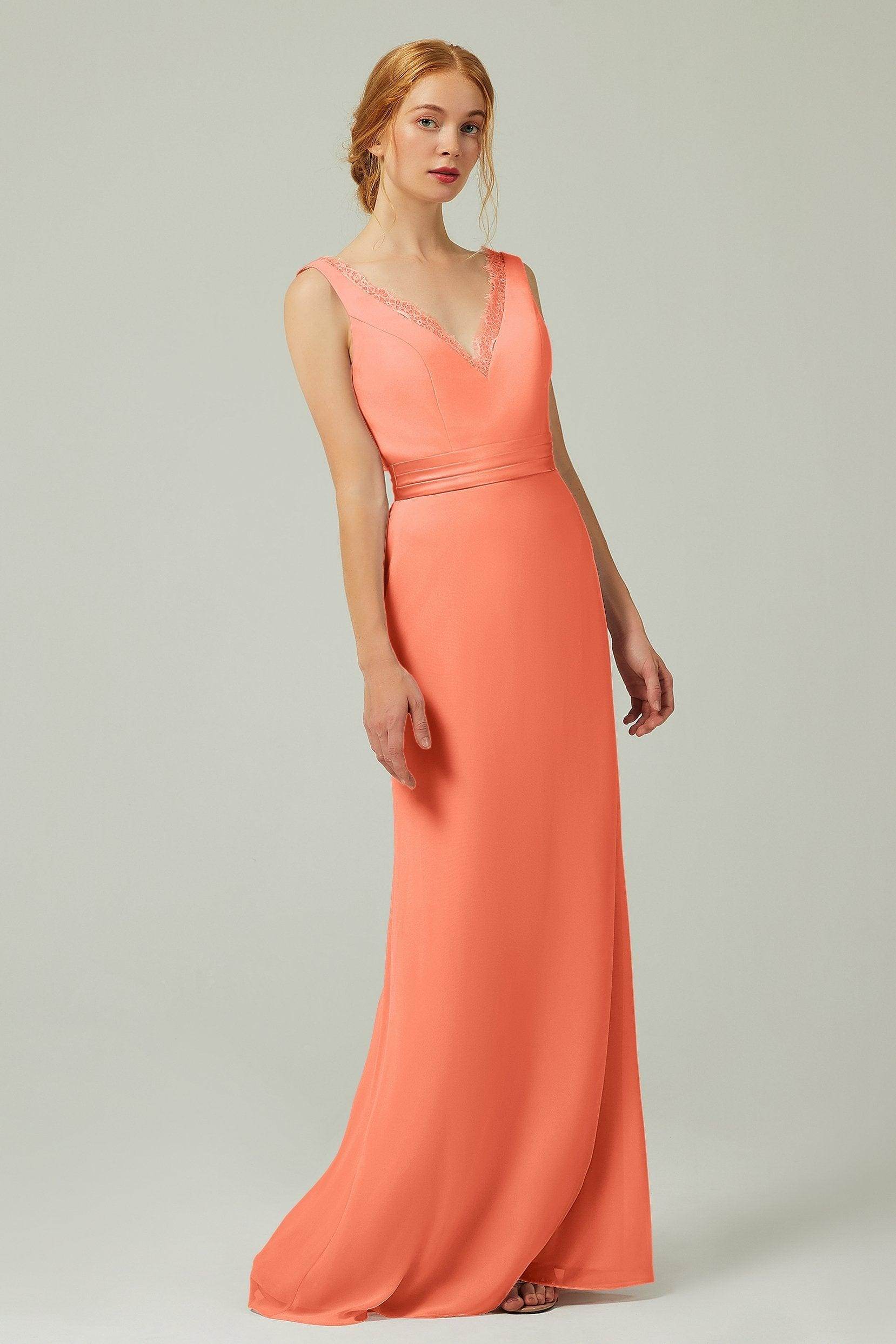 Sheath-Column Floor Length Chiffon Bridesmaid Dress CB0320