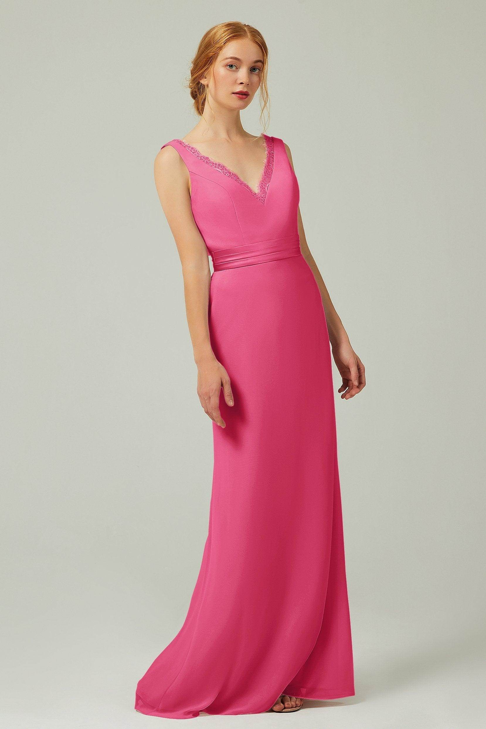 Sheath-Column Floor Length Chiffon Bridesmaid Dress CB0320