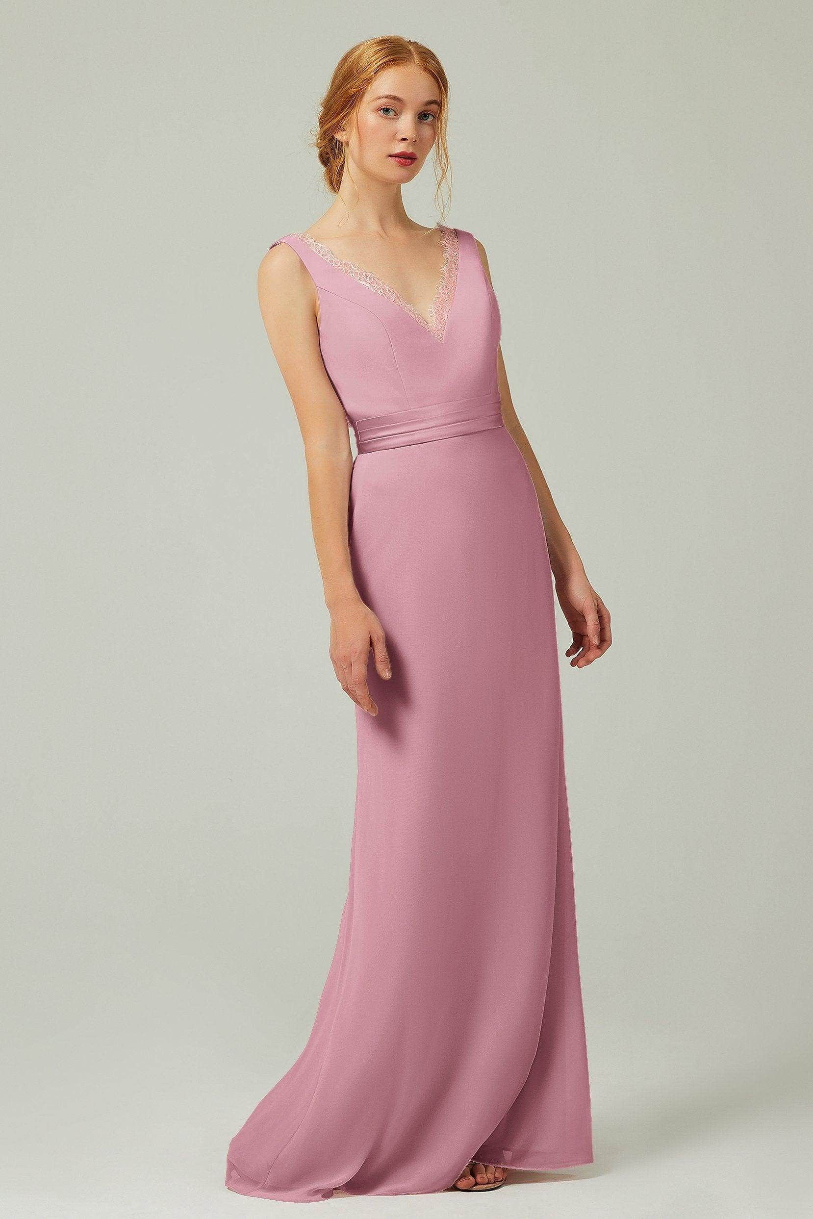 Sheath-Column Floor Length Chiffon Bridesmaid Dress CB0320