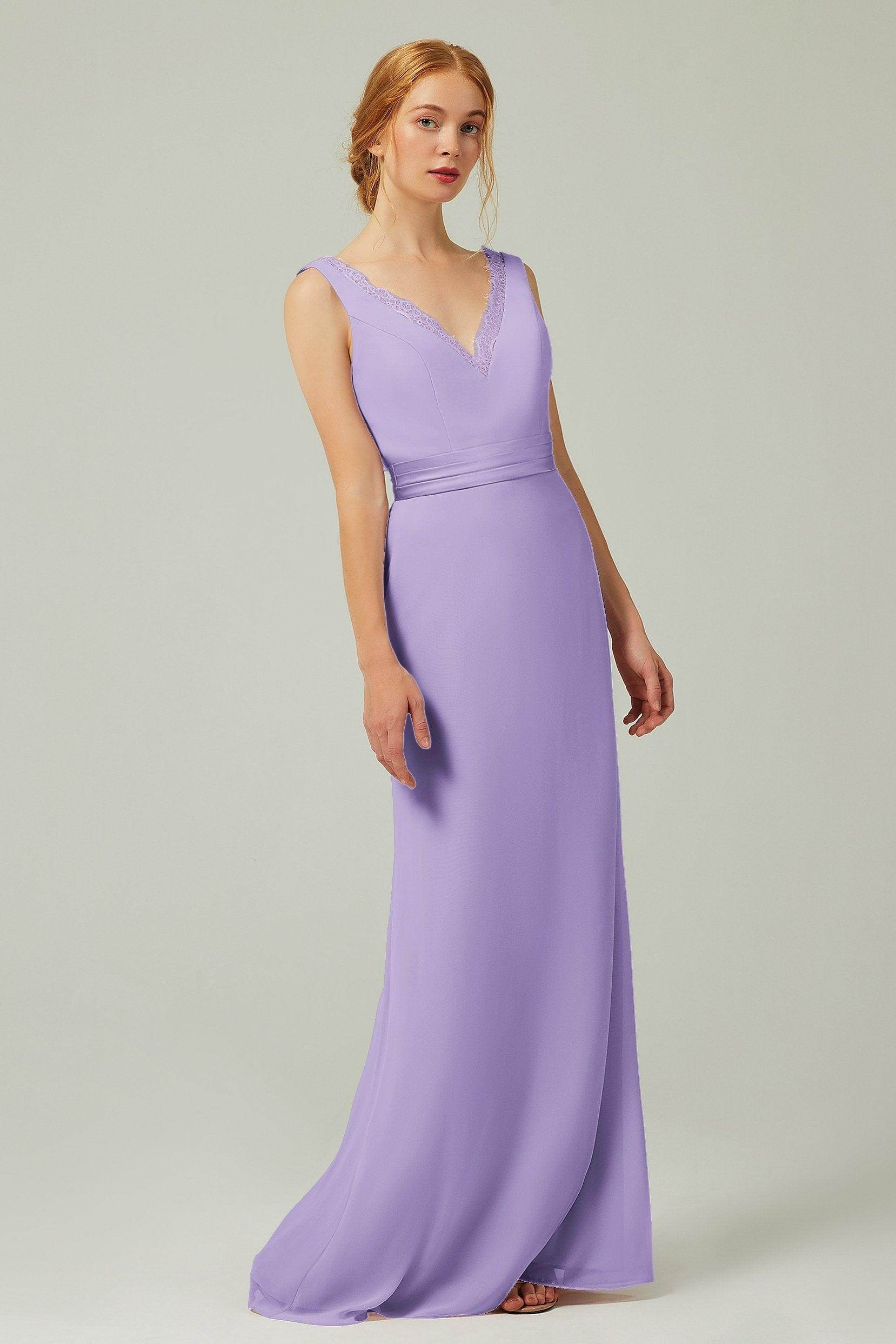 Sheath-Column Floor Length Chiffon Bridesmaid Dress CB0320