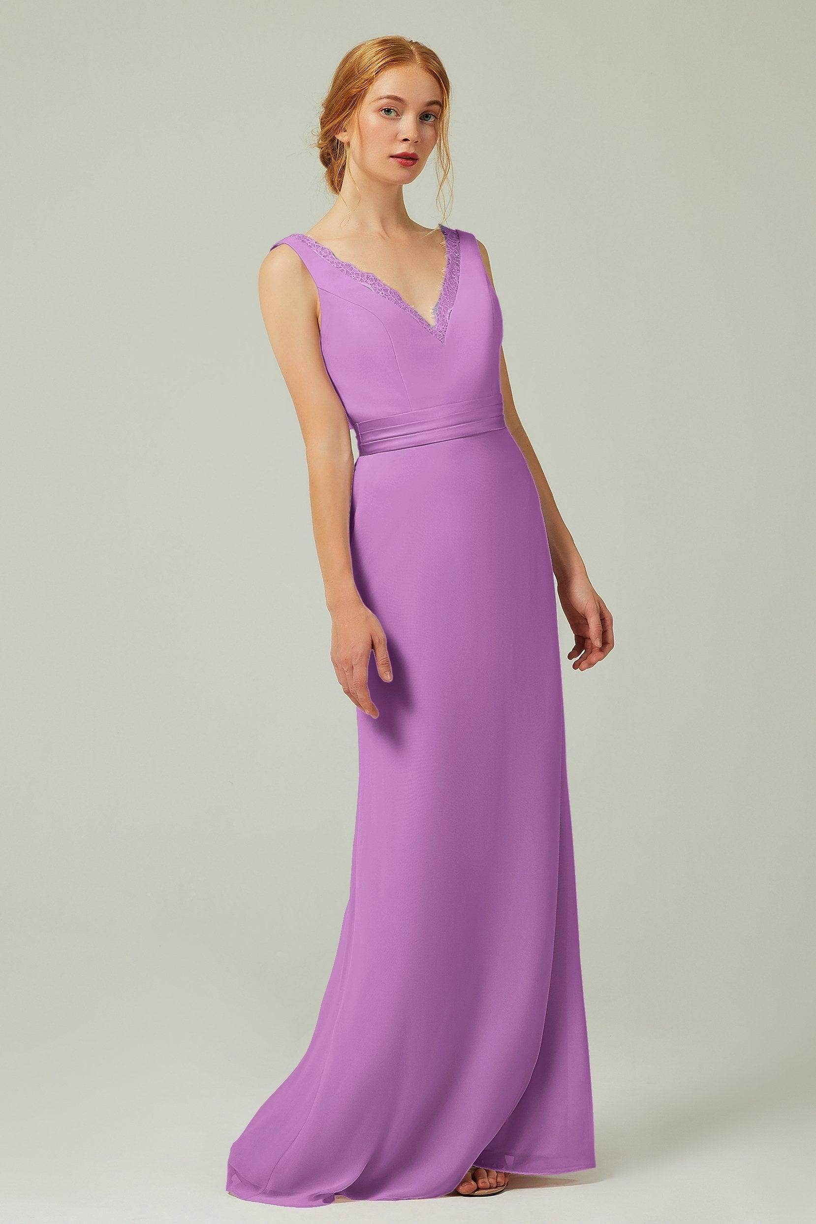 Sheath-Column Floor Length Chiffon Bridesmaid Dress CB0320
