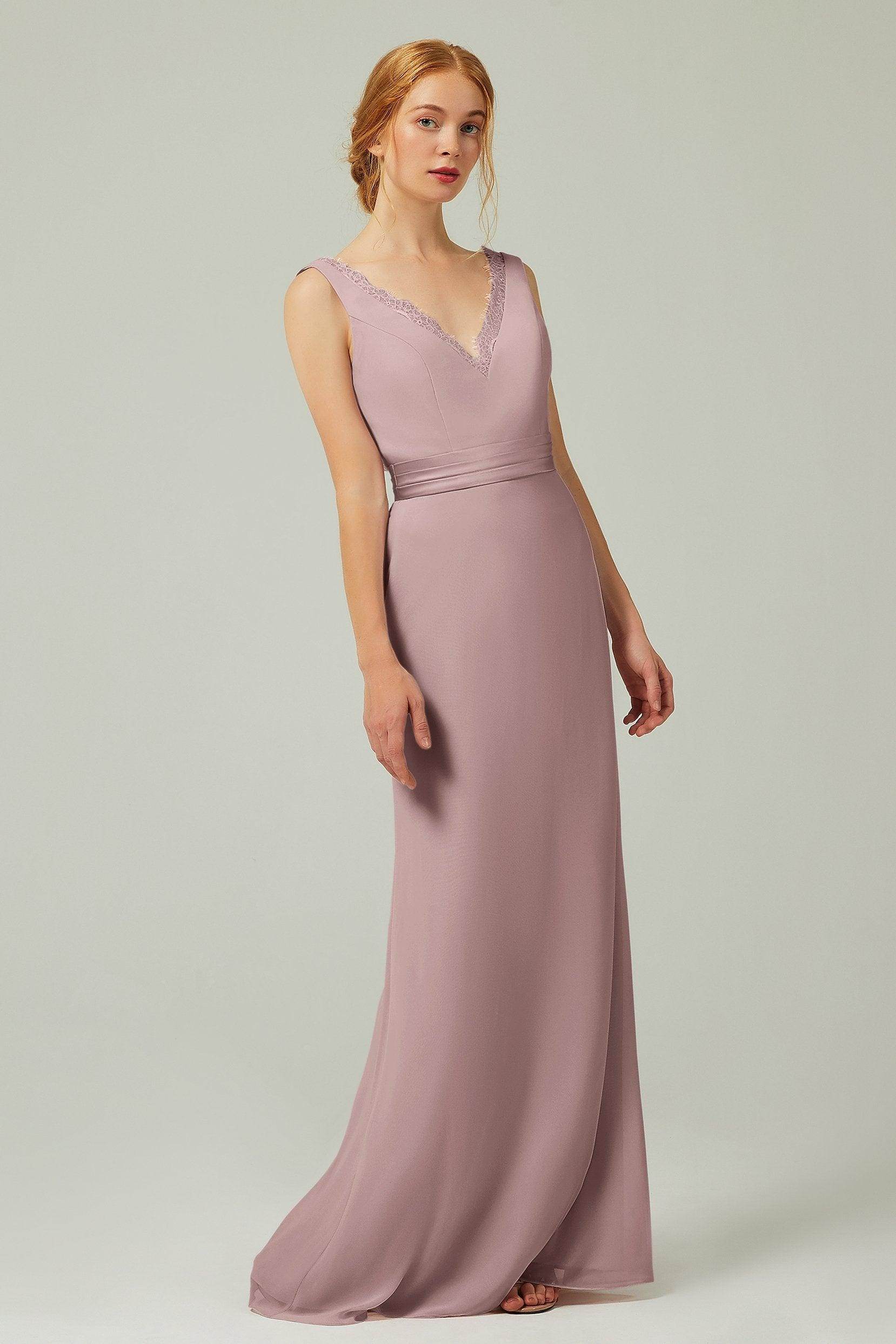 Sheath-Column Floor Length Chiffon Bridesmaid Dress CB0320