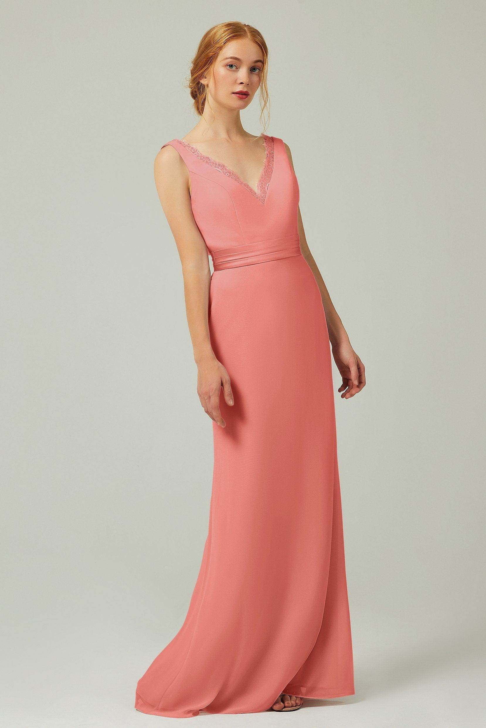 Sheath-Column Floor Length Chiffon Bridesmaid Dress CB0320