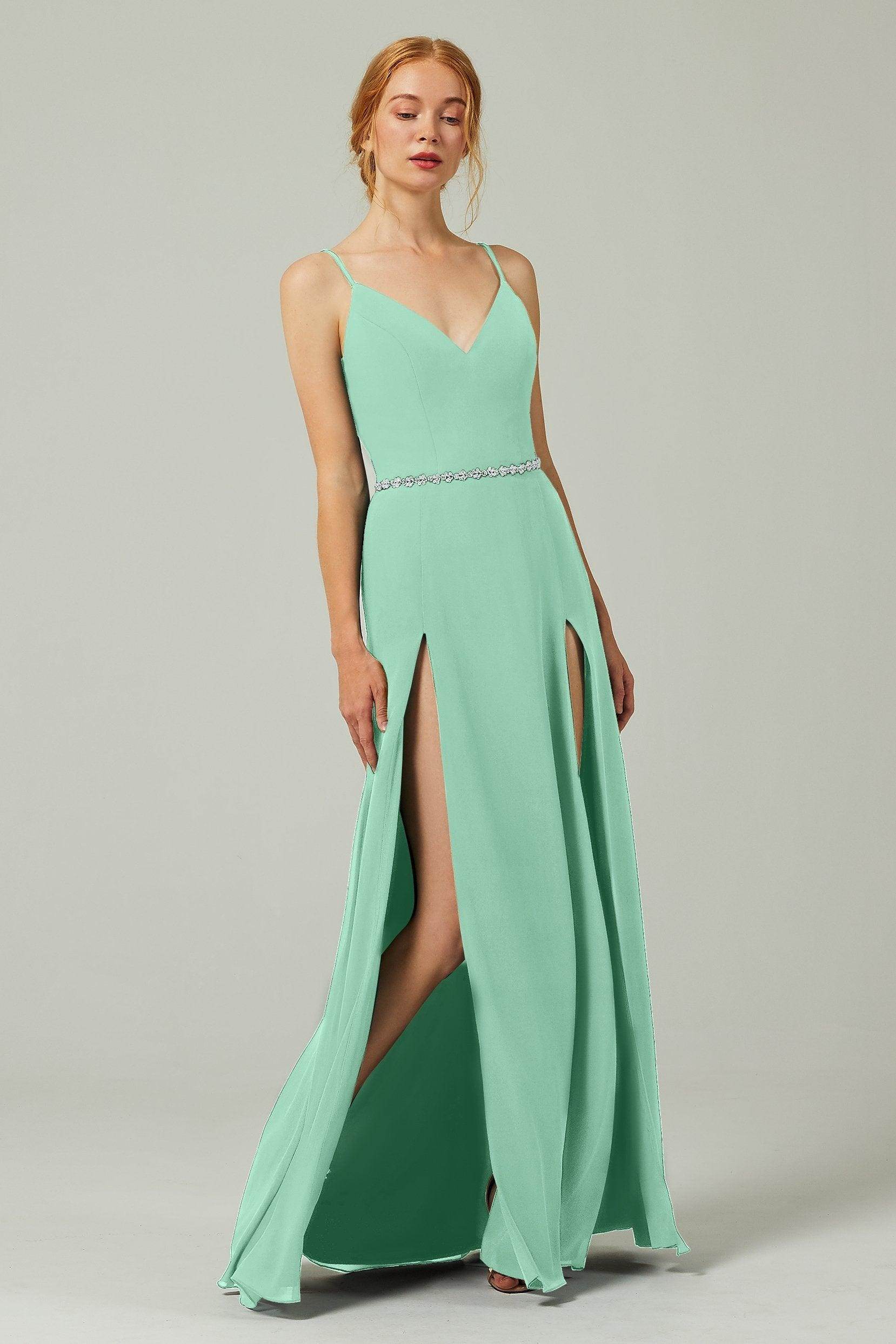 A-Line Floor Length Chiffon Bridesmaid Dress CB0321