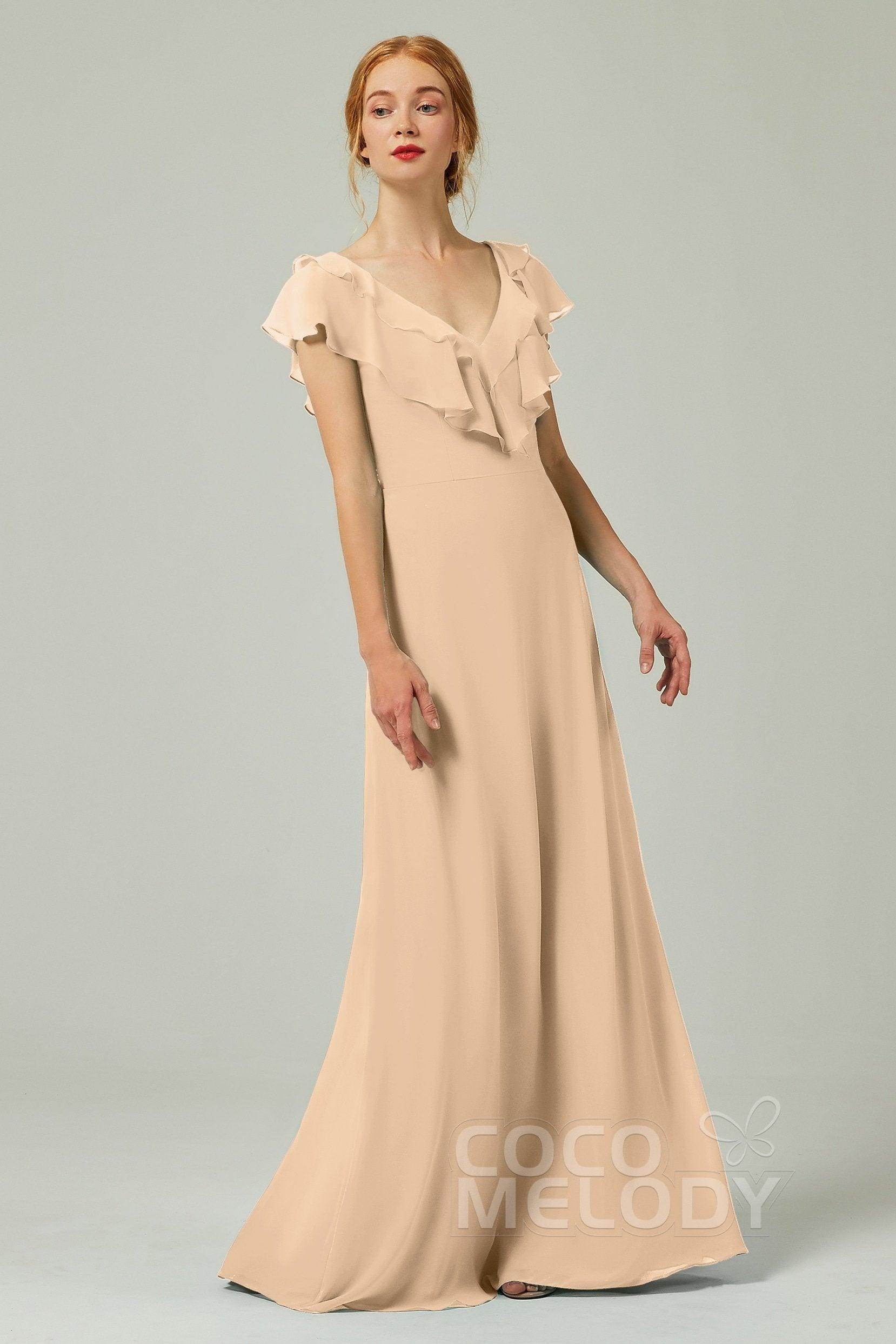 A-Line Floor Length Chiffon Bridesmaid Dress CB0323