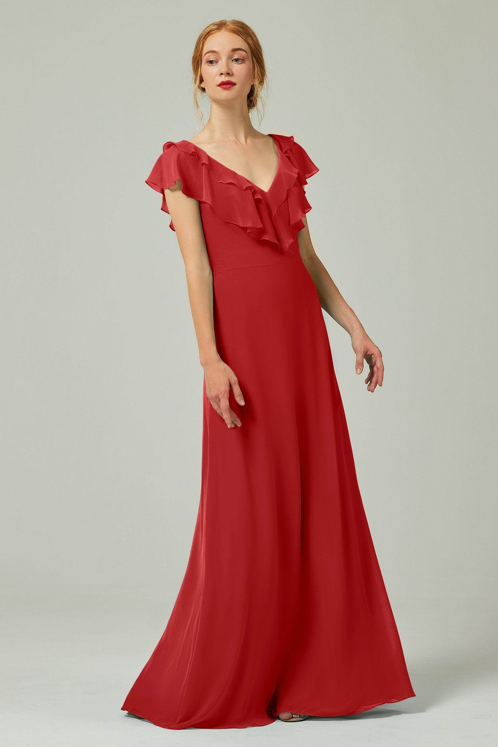 A-Line Floor Length Chiffon Bridesmaid Dress CB0323