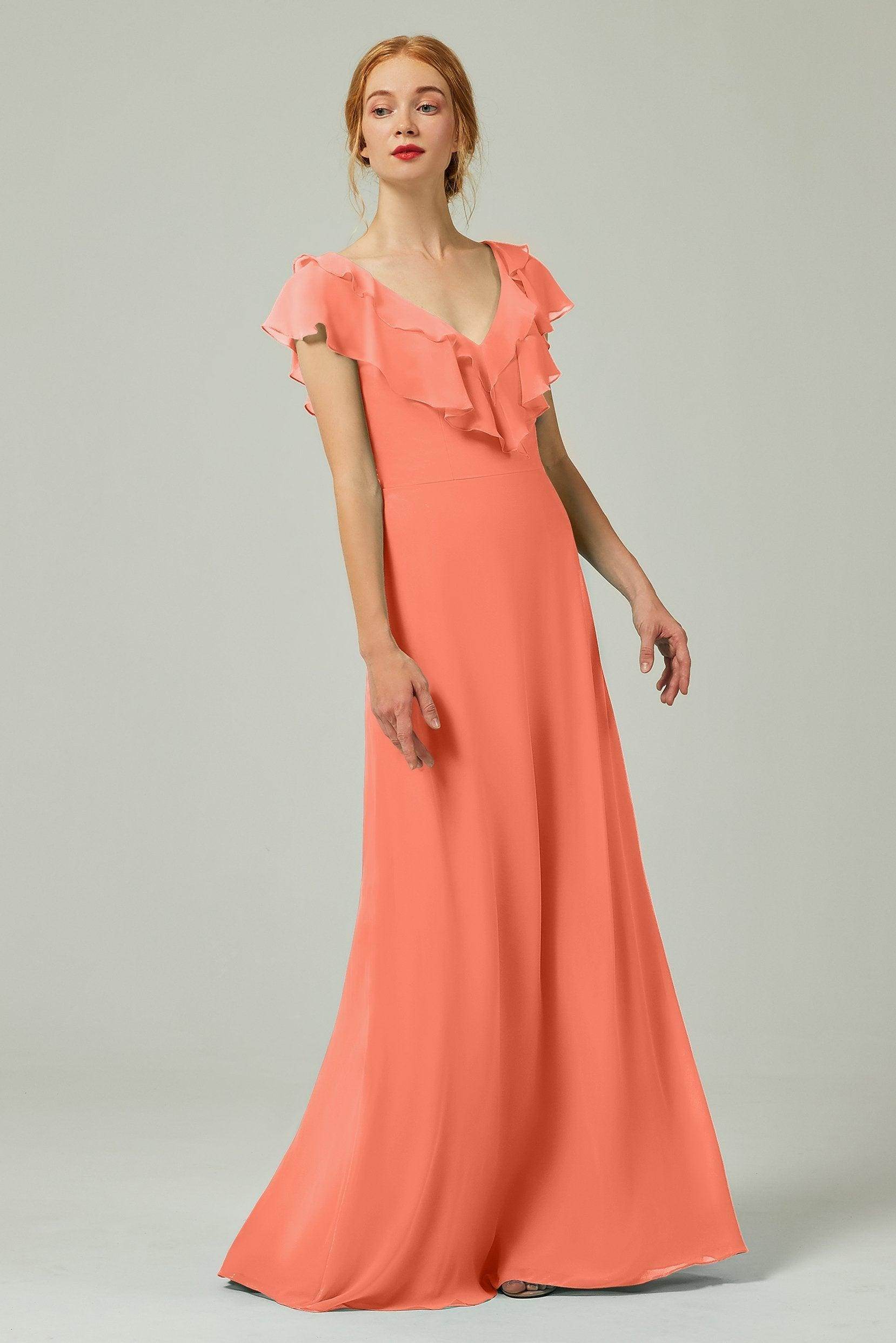 A-Line Floor Length Chiffon Bridesmaid Dress CB0323