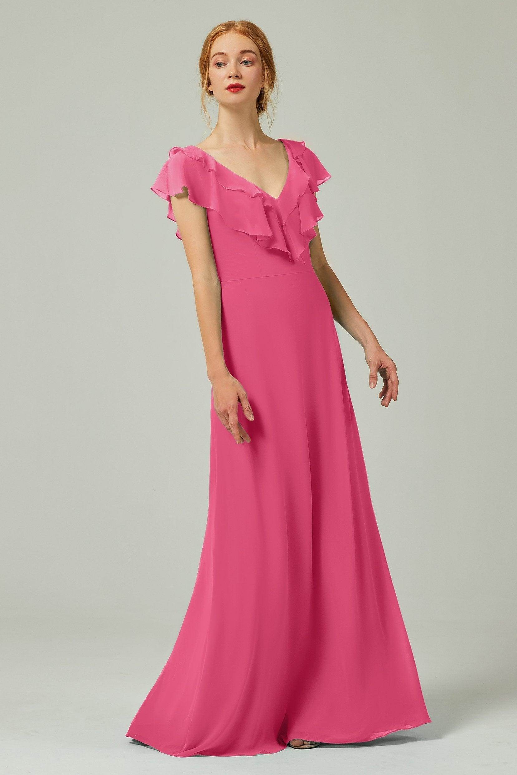 A-Line Floor Length Chiffon Bridesmaid Dress CB0323