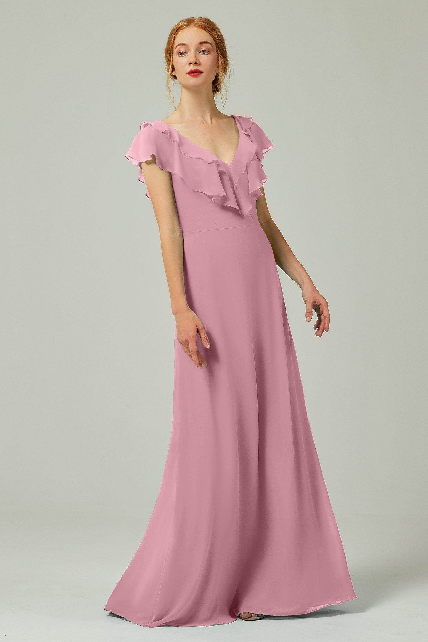 A-Line Floor Length Chiffon Bridesmaid Dress CB0323