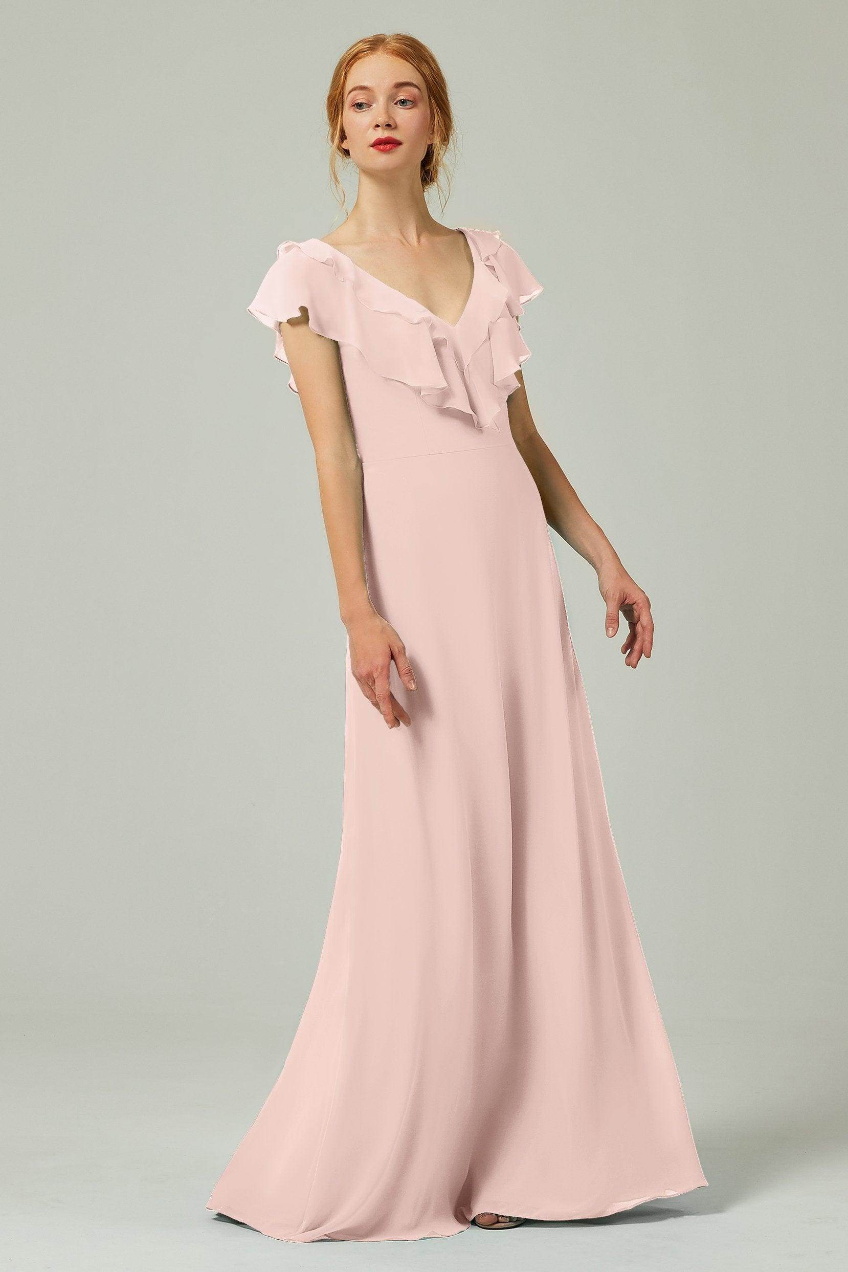 A-Line Floor Length Chiffon Bridesmaid Dress CB0323