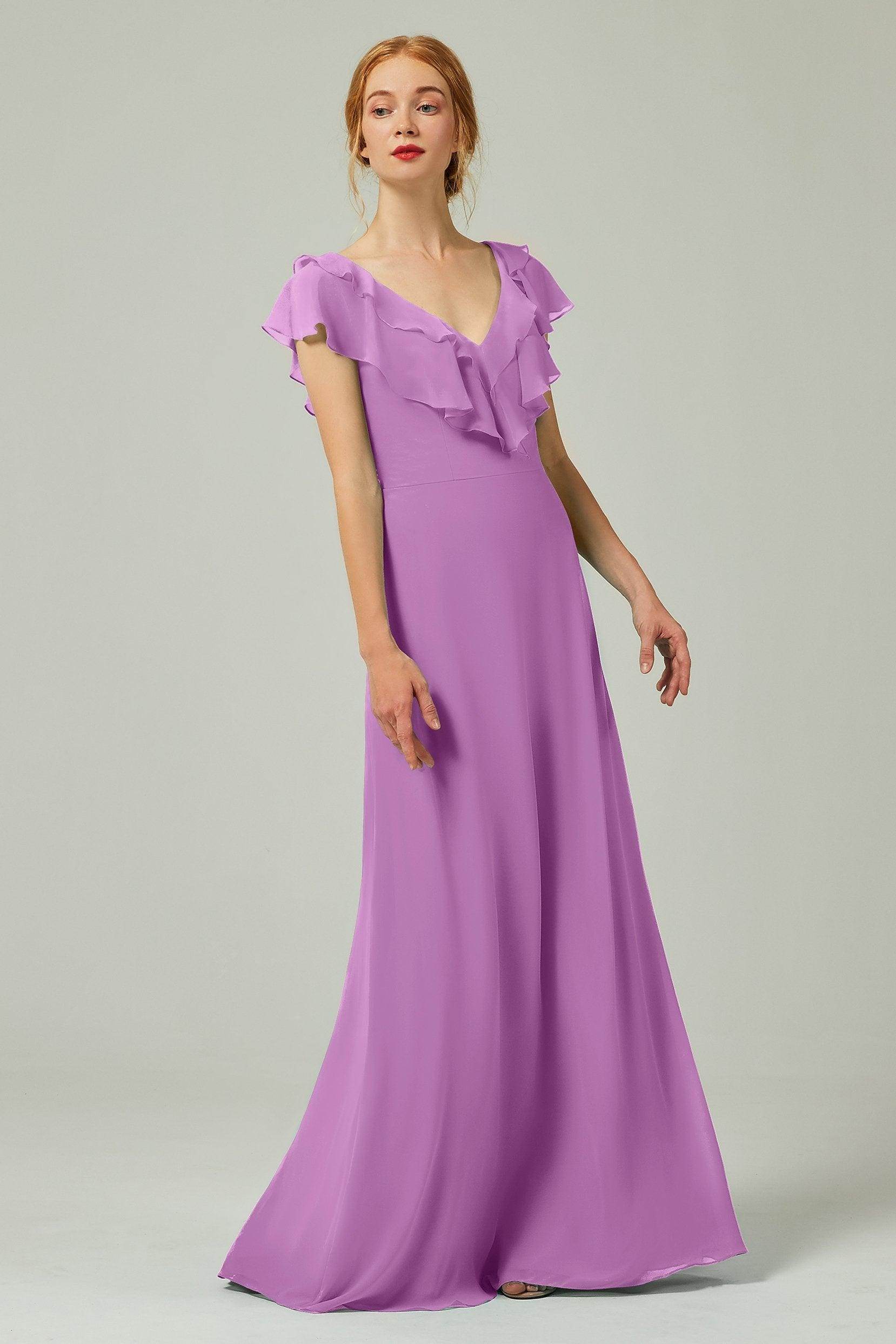 A-Line Floor Length Chiffon Bridesmaid Dress CB0323