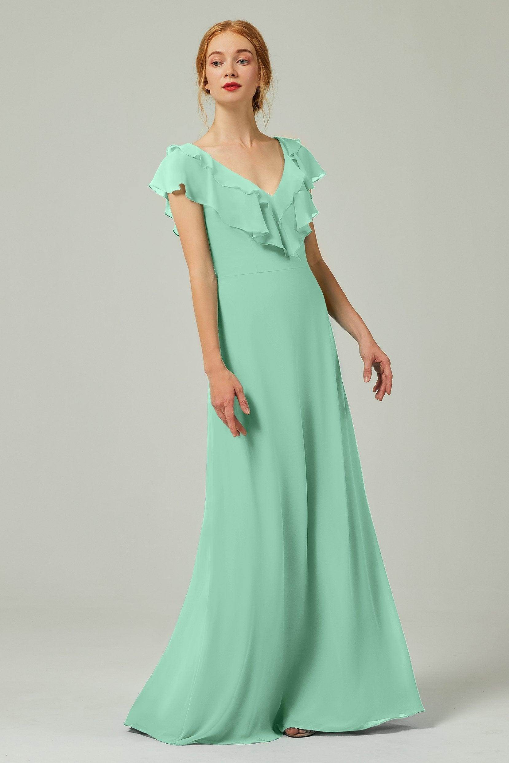 A-Line Floor Length Chiffon Bridesmaid Dress CB0323
