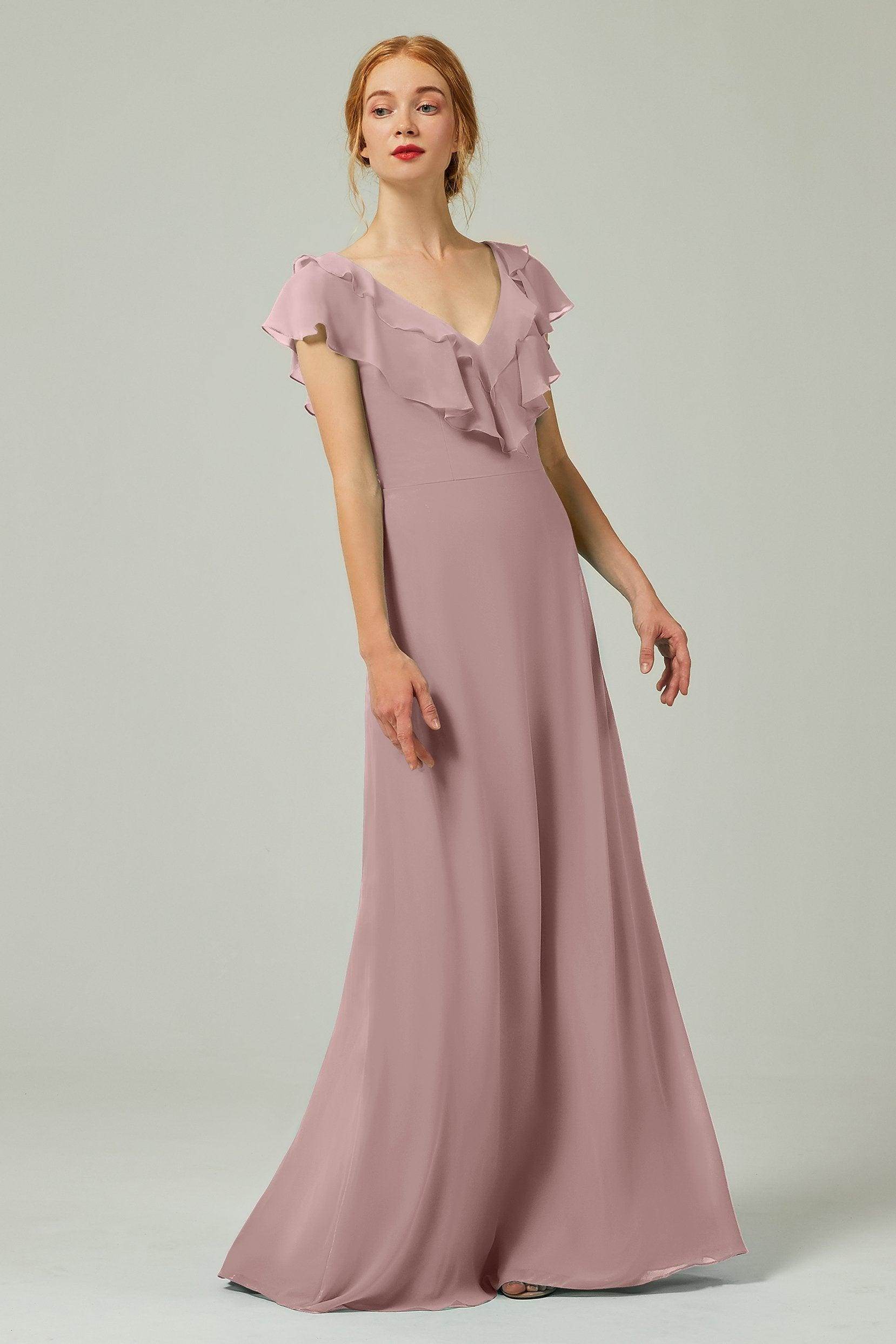 A-Line Floor Length Chiffon Bridesmaid Dress CB0323