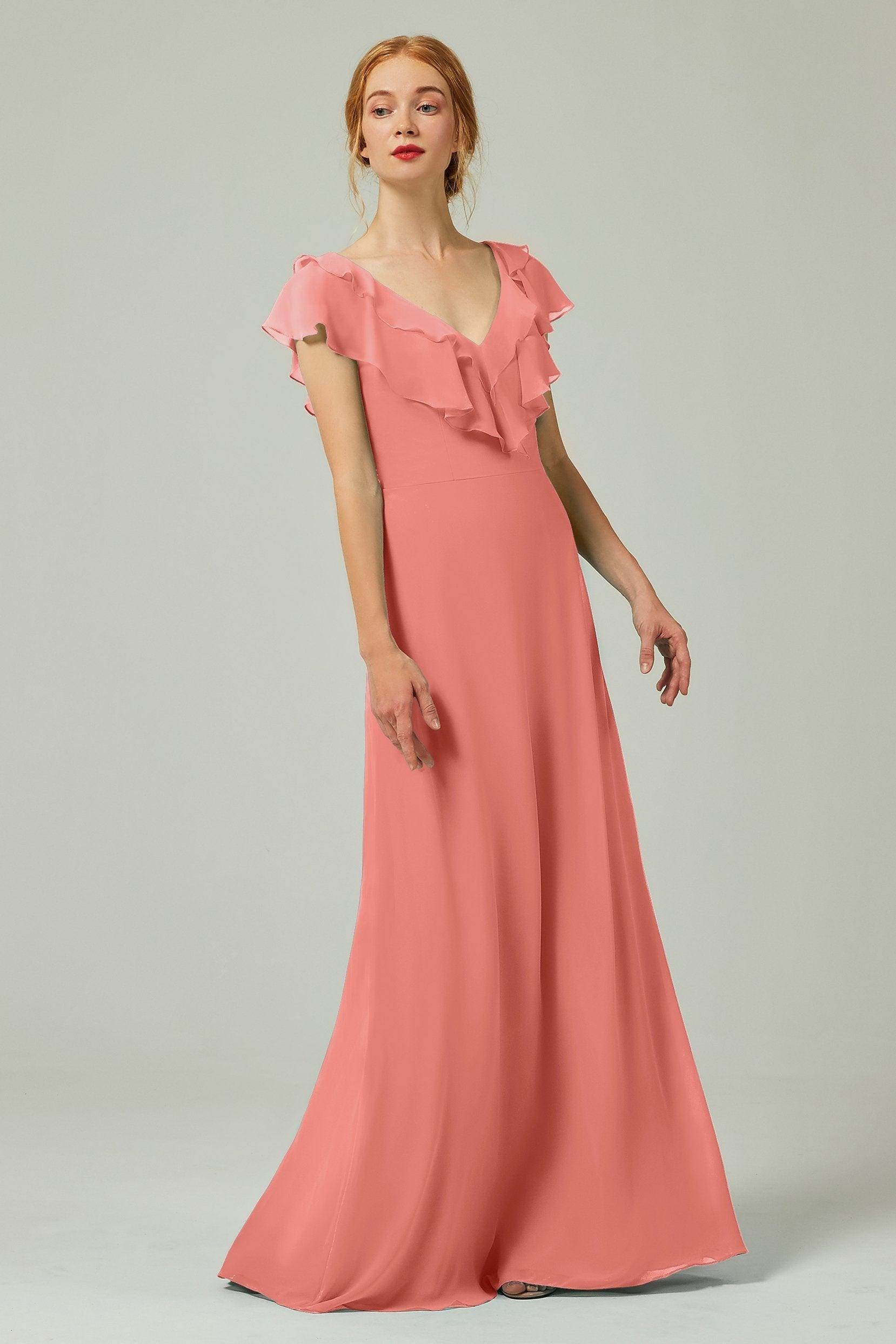 A-Line Floor Length Chiffon Bridesmaid Dress CB0323