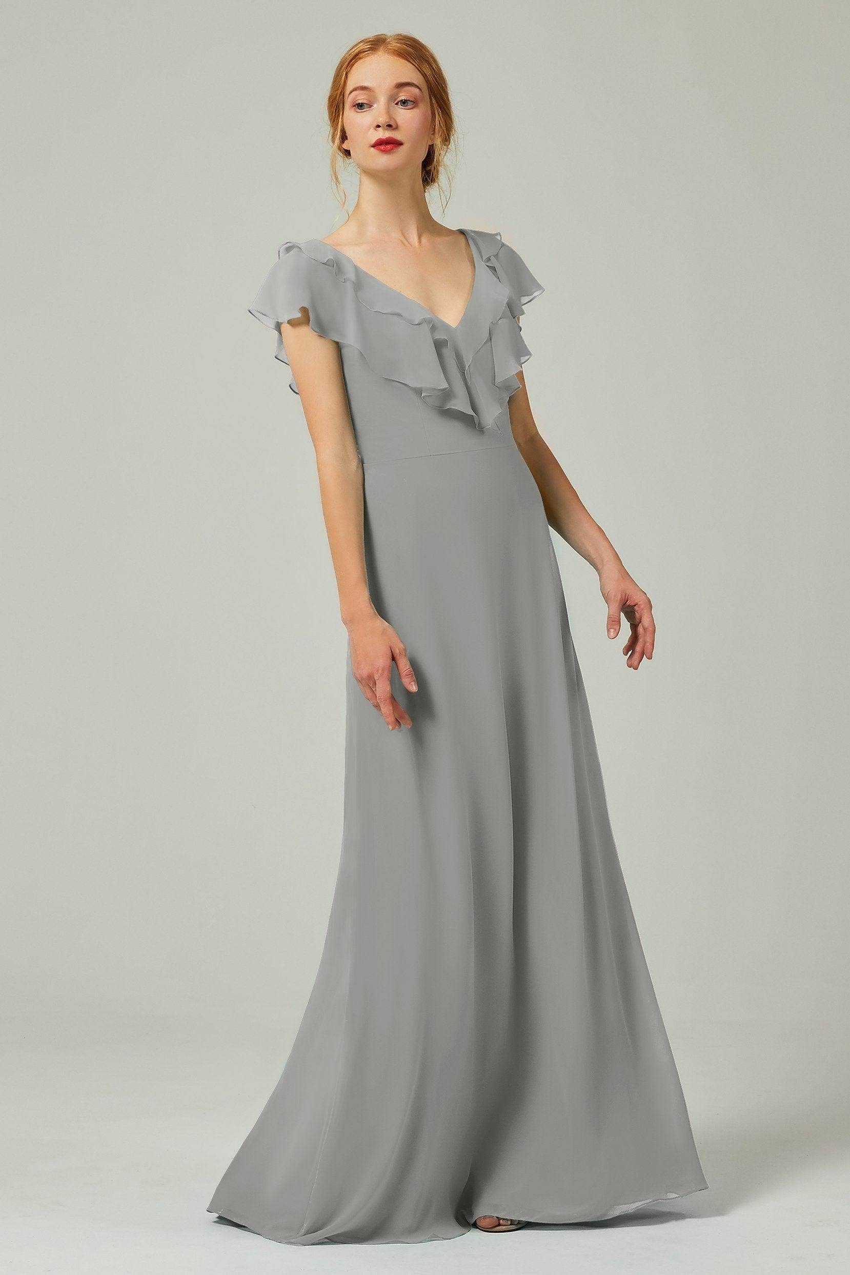 A-Line Floor Length Chiffon Bridesmaid Dress CB0323