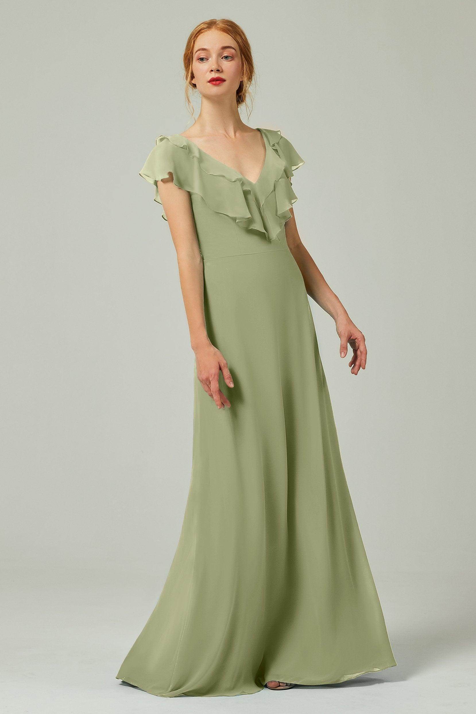 A-Line Floor Length Chiffon Bridesmaid Dress CB0323