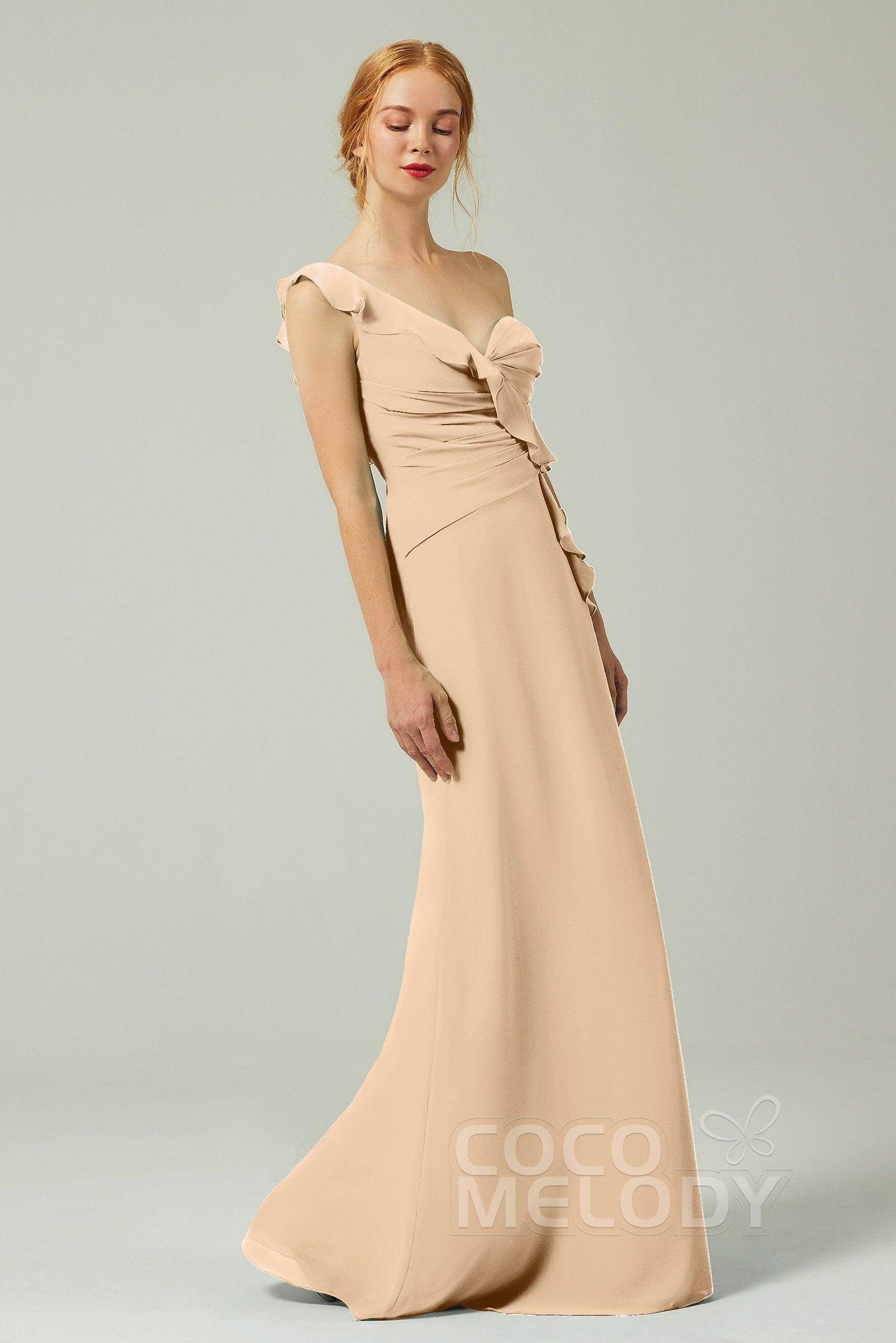 Sheath-Column Floor Length Chiffon Bridesmaid Dress CB0324