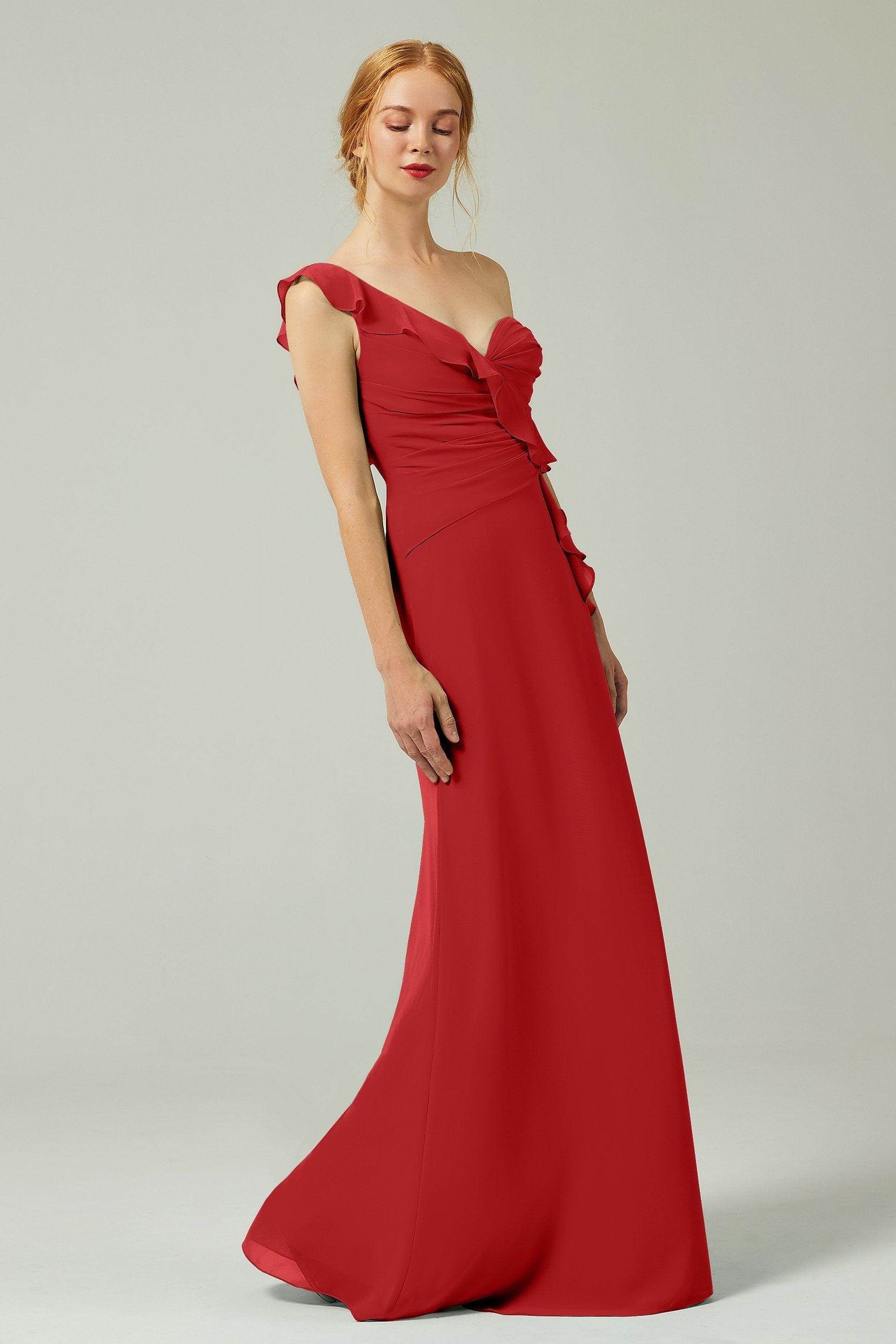 Sheath-Column Floor Length Chiffon Bridesmaid Dress CB0324