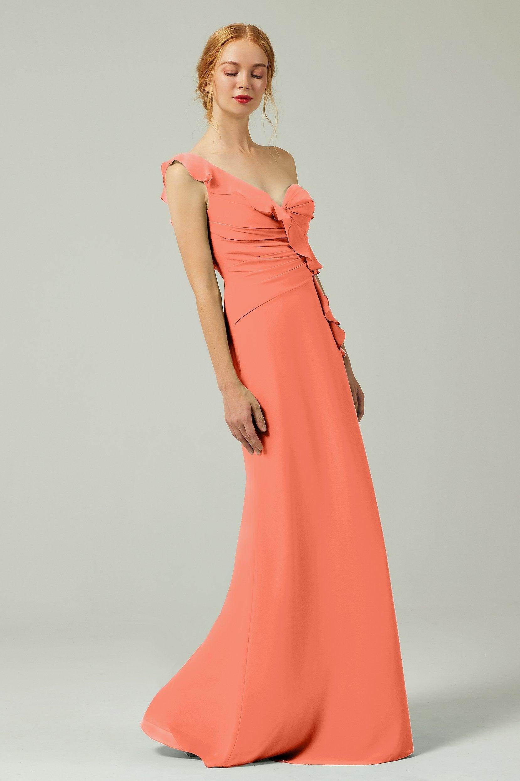 Sheath-Column Floor Length Chiffon Bridesmaid Dress CB0324