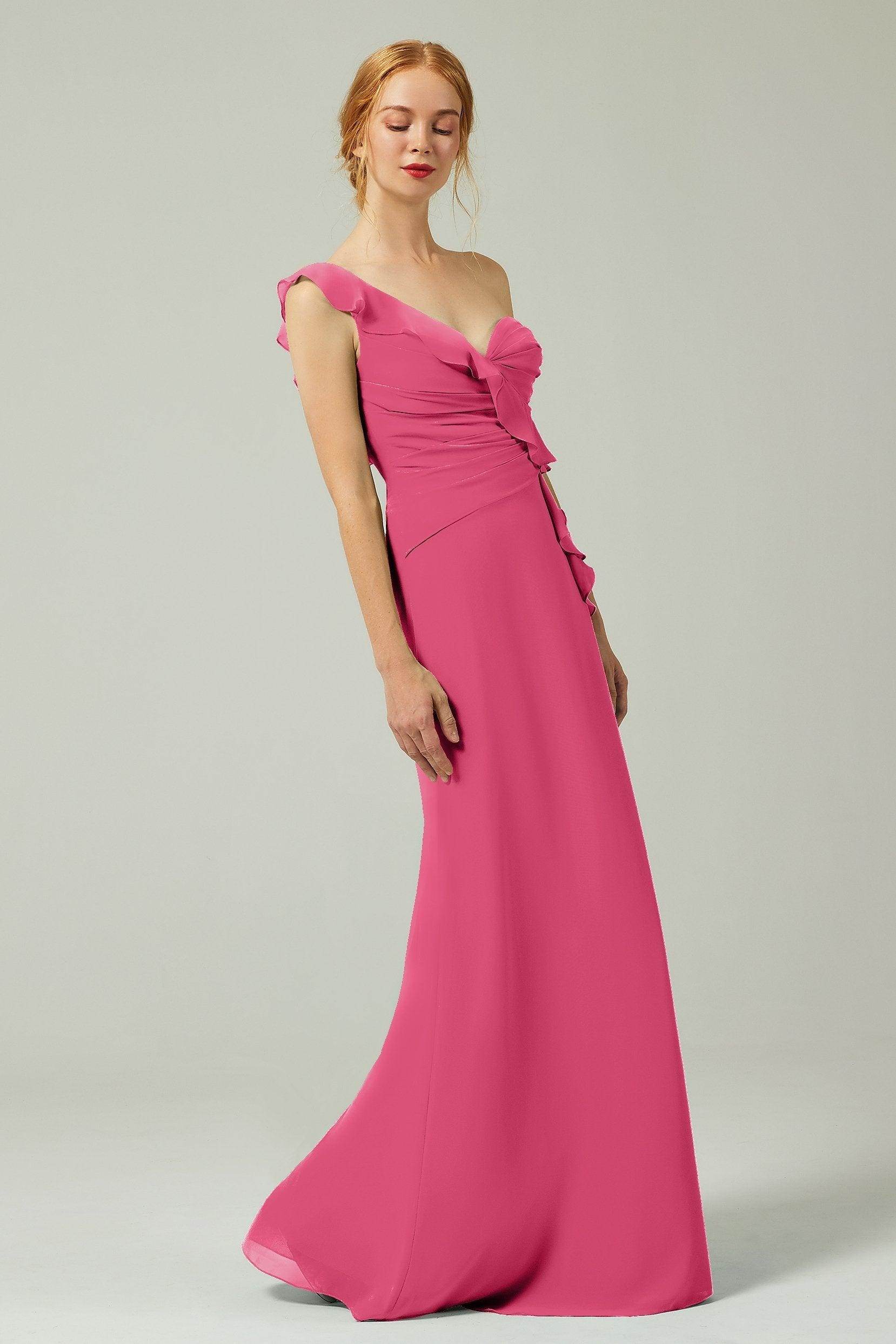Sheath-Column Floor Length Chiffon Bridesmaid Dress CB0324
