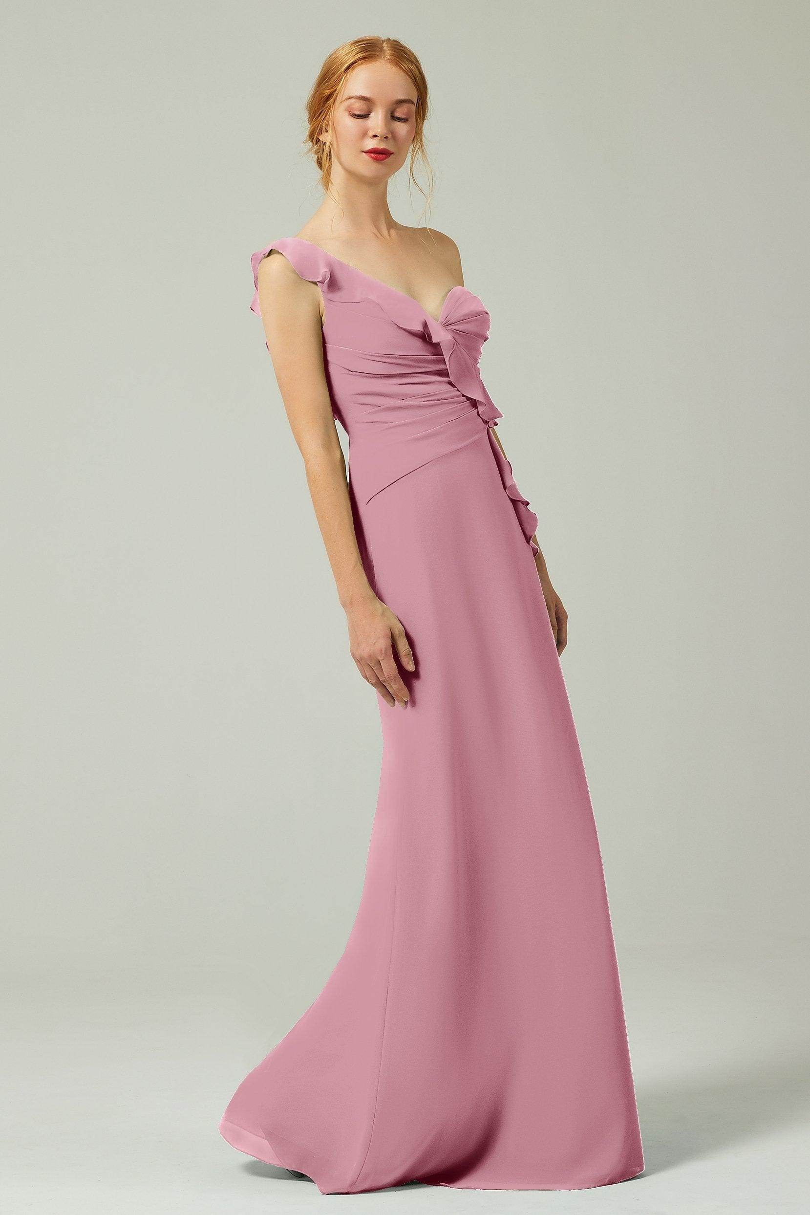 Sheath-Column Floor Length Chiffon Bridesmaid Dress CB0324