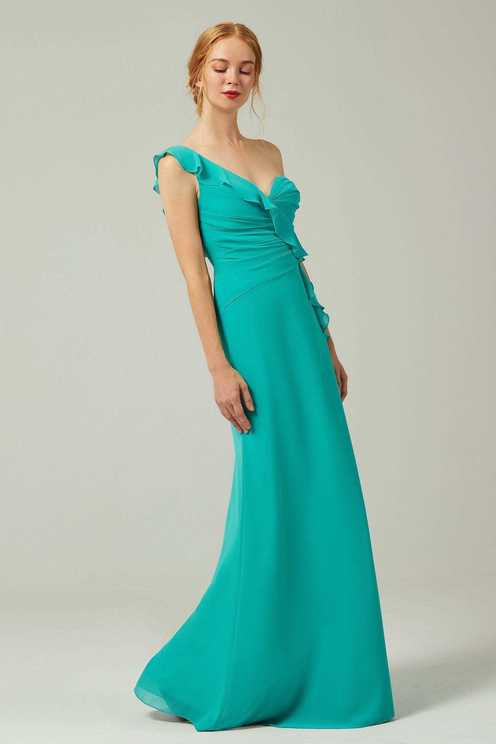Sheath-Column Floor Length Chiffon Bridesmaid Dress CB0324