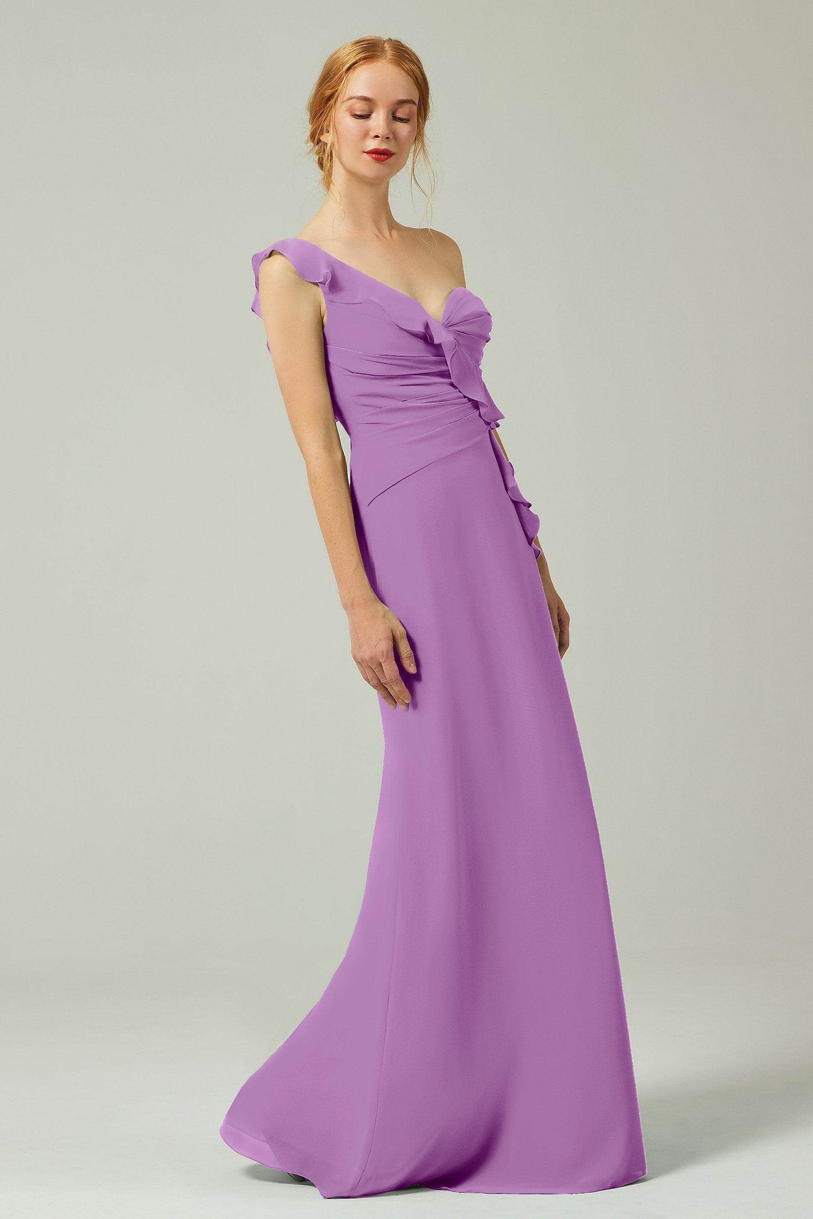Sheath-Column Floor Length Chiffon Bridesmaid Dress CB0324