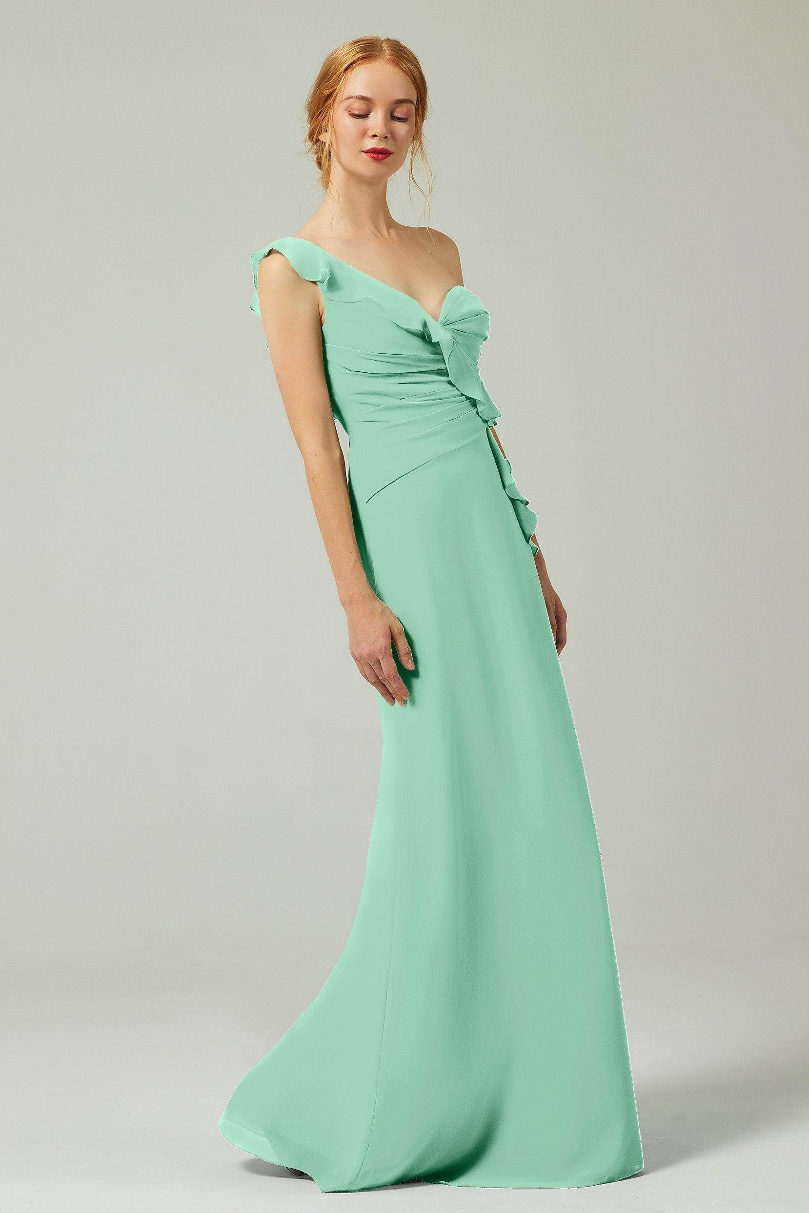 Sheath-Column Floor Length Chiffon Bridesmaid Dress CB0324