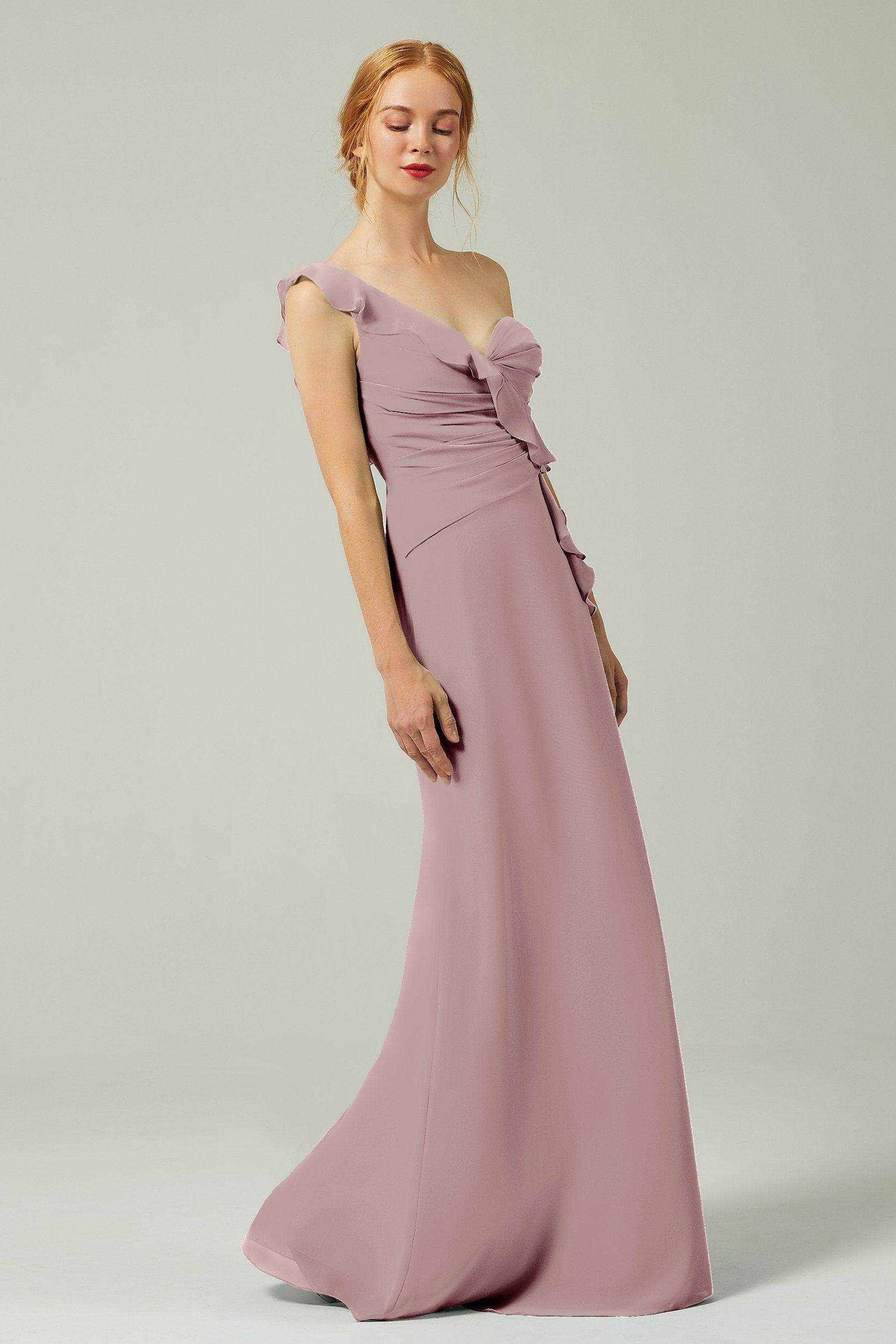 Sheath-Column Floor Length Chiffon Bridesmaid Dress CB0324