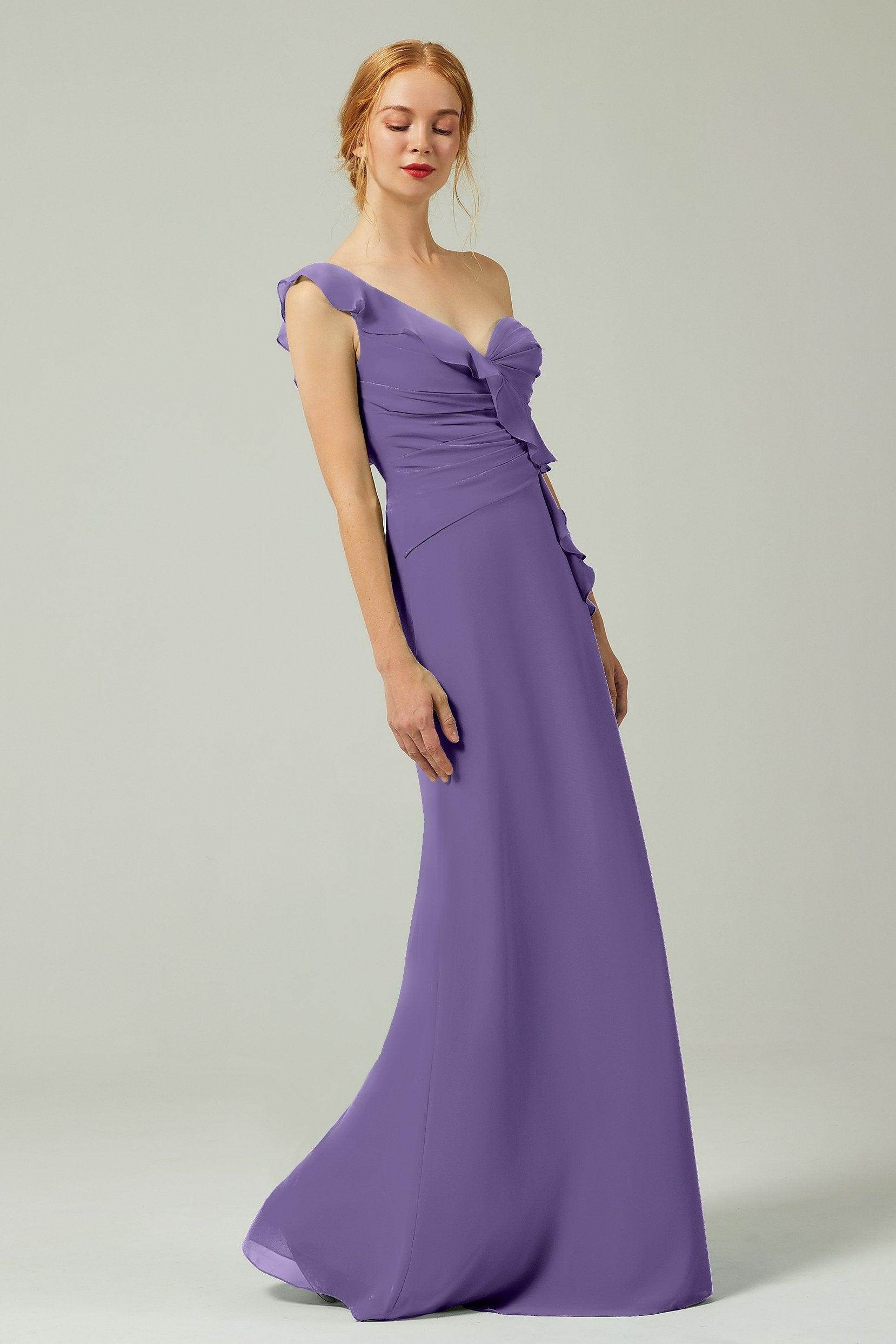 Sheath-Column Floor Length Chiffon Bridesmaid Dress CB0324