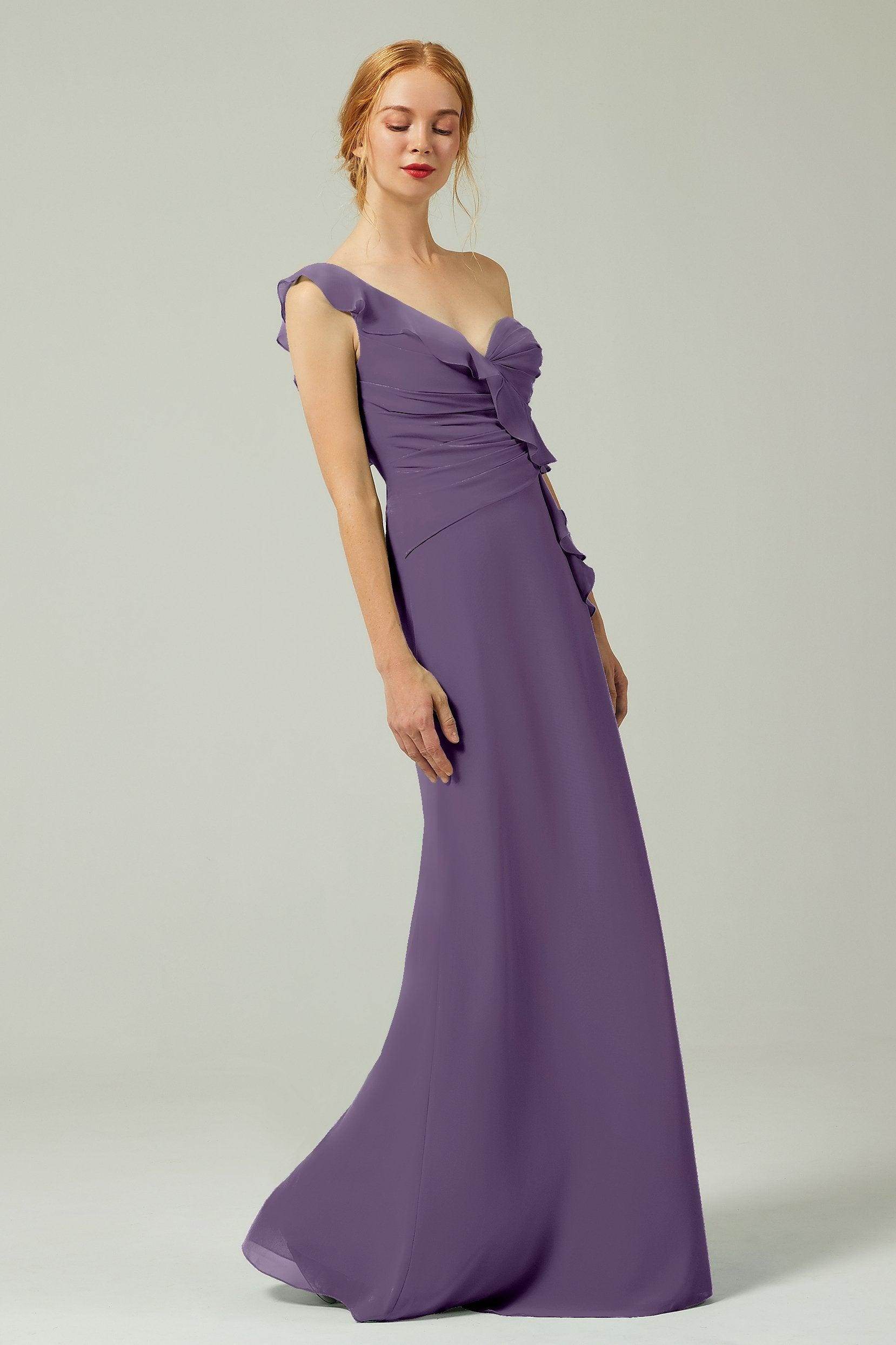 Sheath-Column Floor Length Chiffon Bridesmaid Dress CB0324