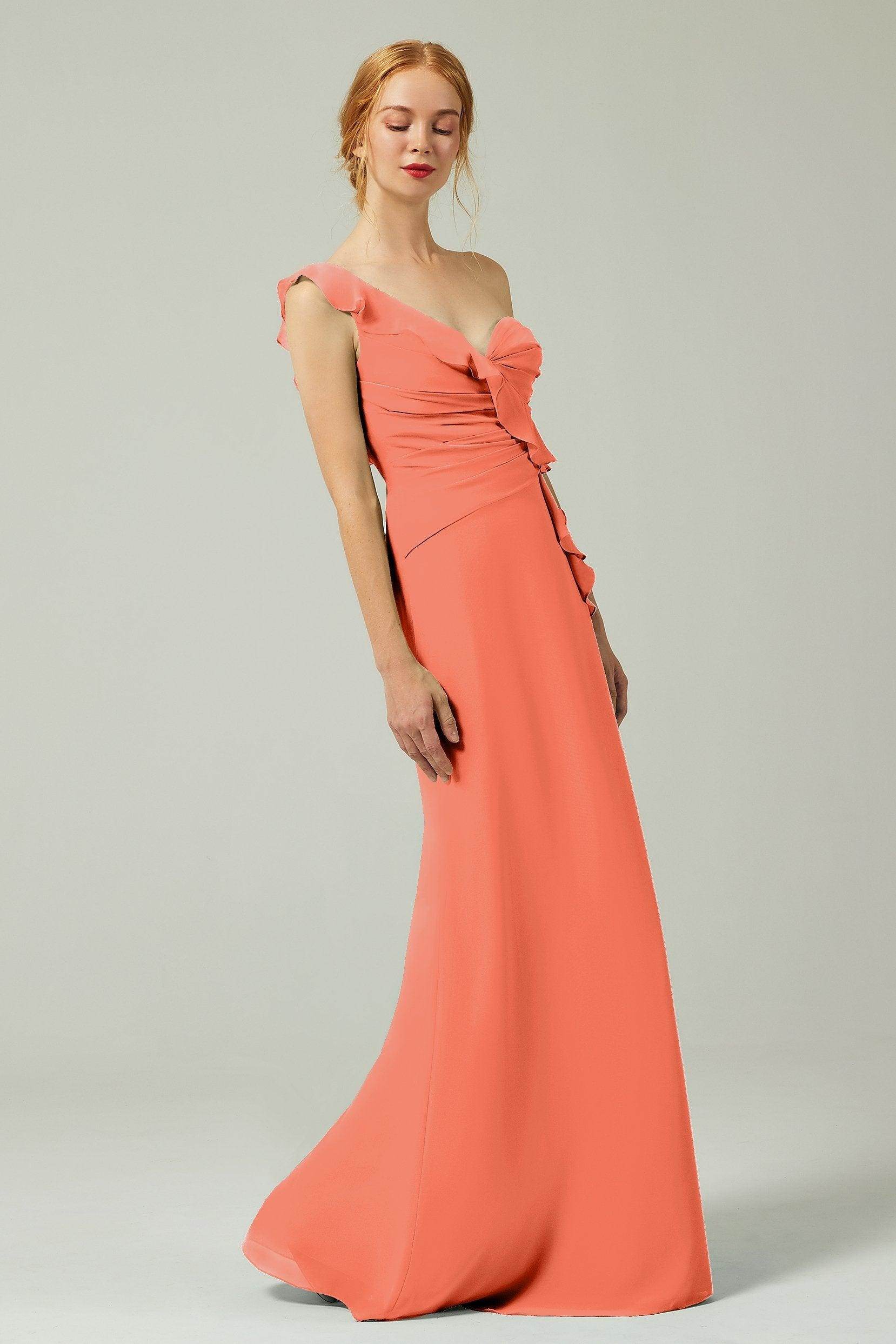 Sheath-Column Floor Length Chiffon Bridesmaid Dress CB0324