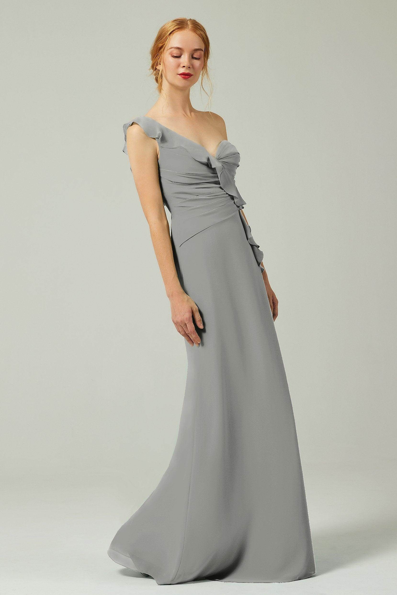 Sheath-Column Floor Length Chiffon Bridesmaid Dress CB0324