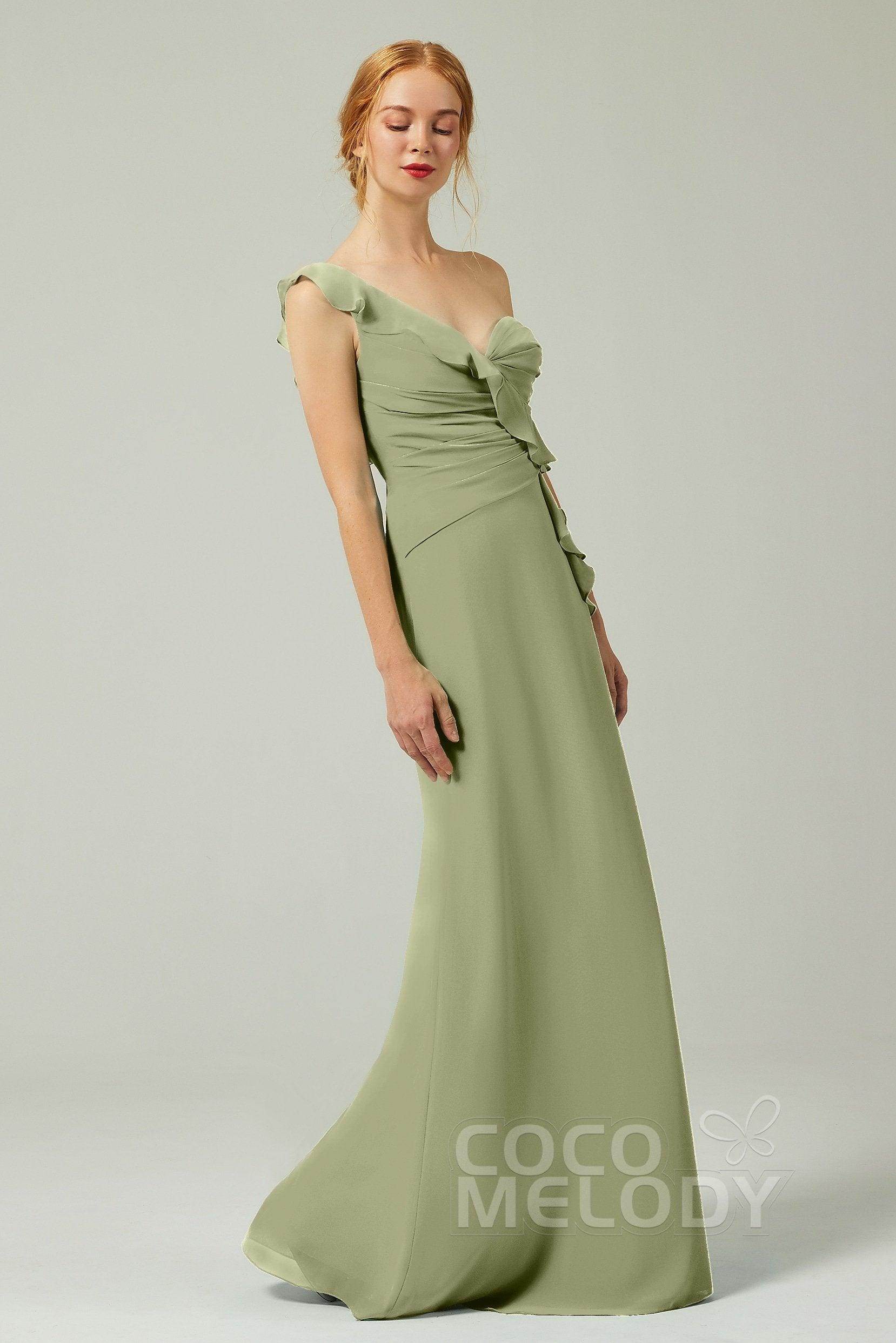 Sheath-Column Floor Length Chiffon Bridesmaid Dress CB0324