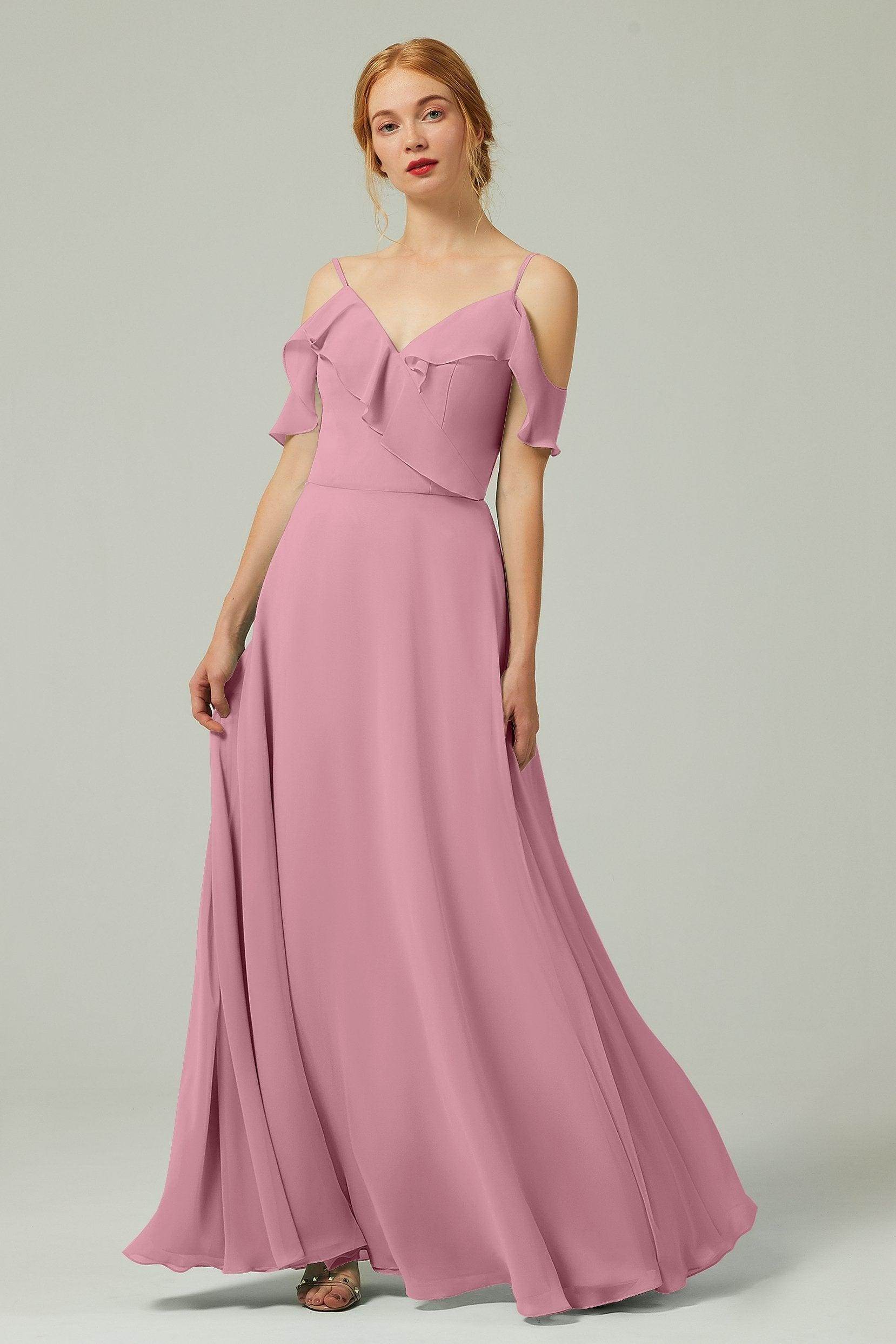 A-Line Floor Length Chiffon Bridesmaid Dress CB0326