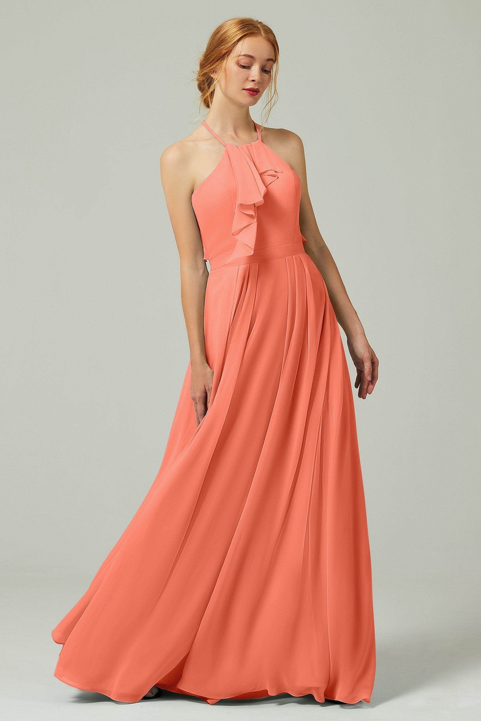 A-Line Floor Length Chiffon Bridesmaid Dress CB0328