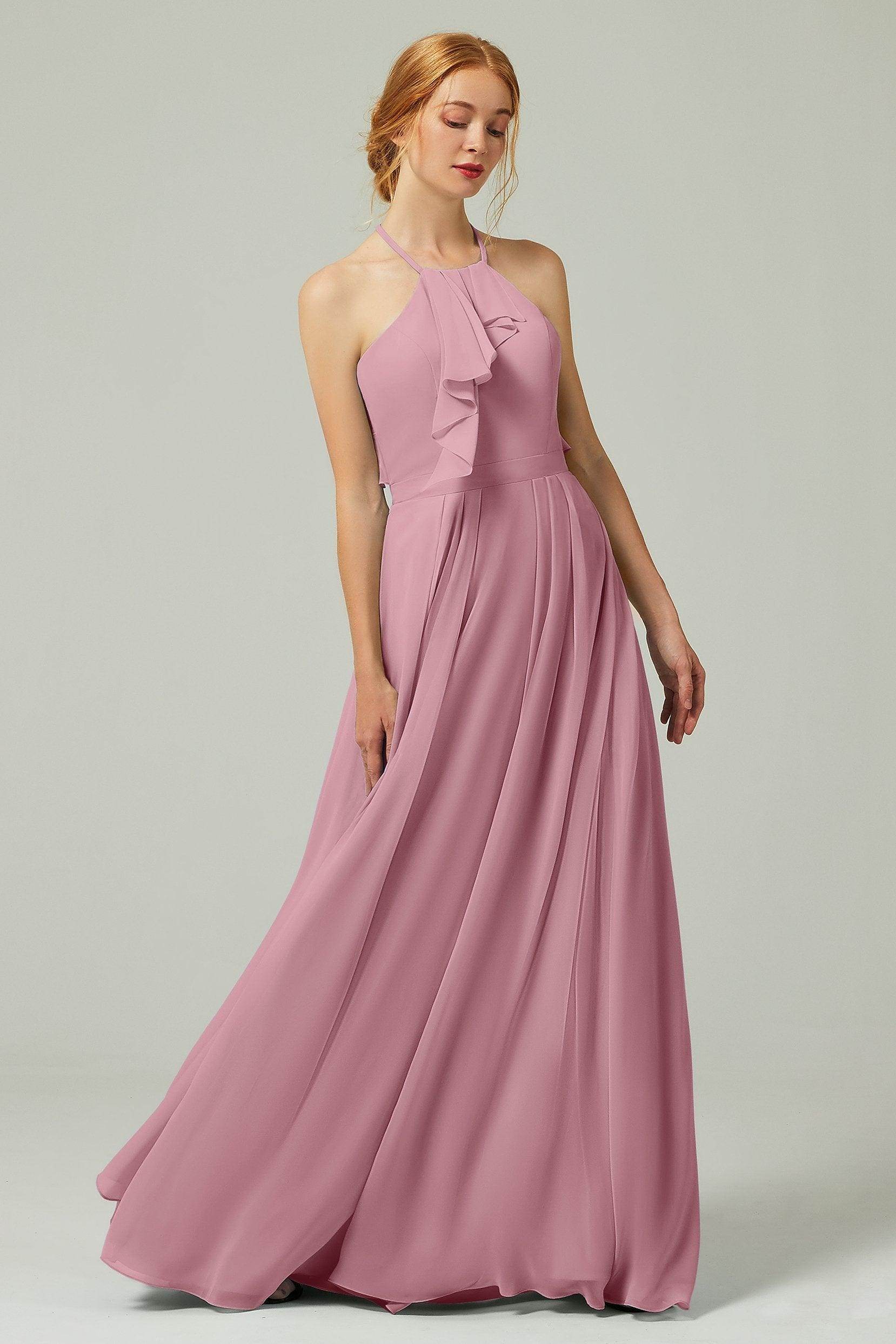 A-Line Floor Length Chiffon Bridesmaid Dress CB0328