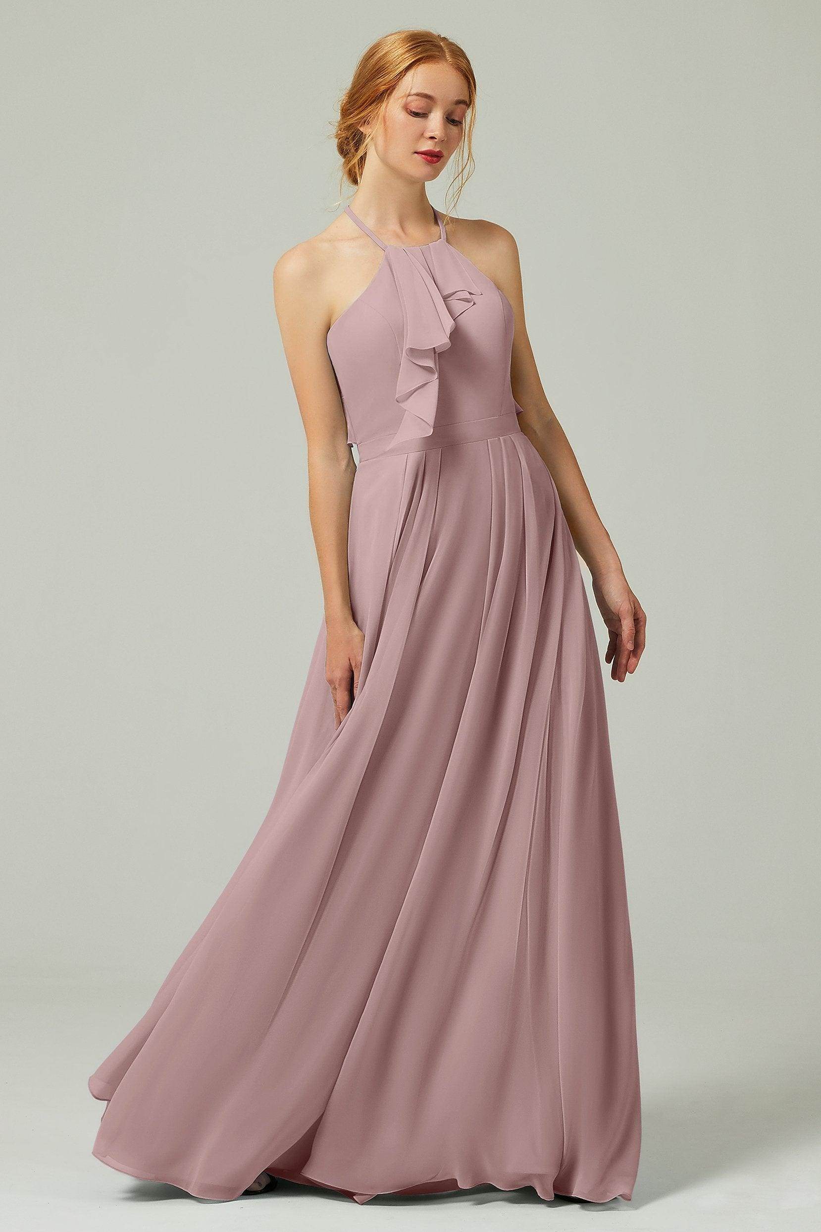 A-Line Floor Length Chiffon Bridesmaid Dress CB0328
