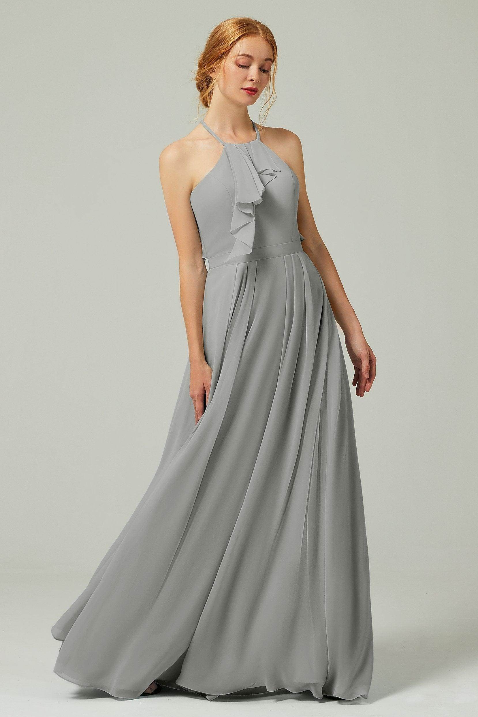 A-Line Floor Length Chiffon Bridesmaid Dress CB0328