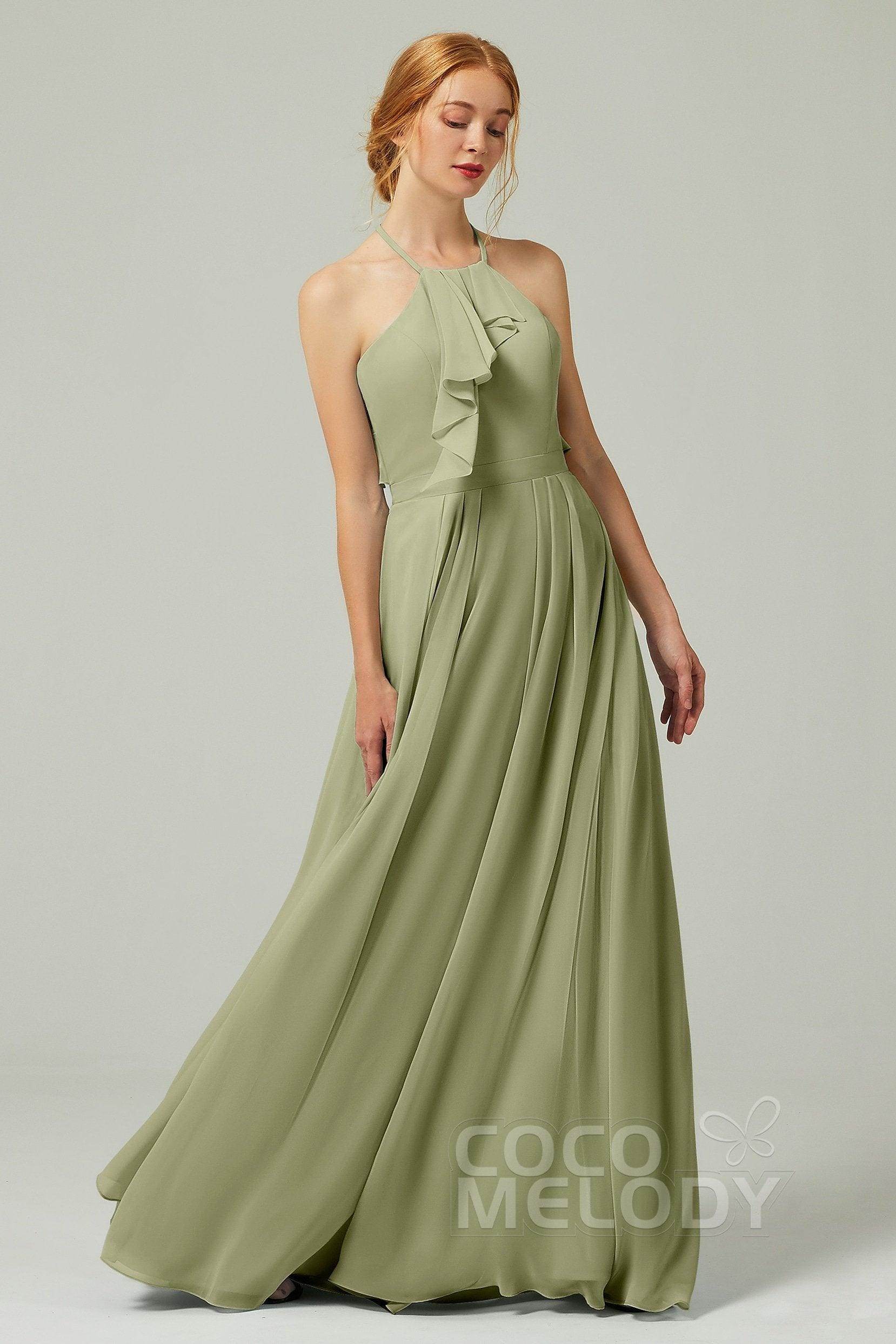 A-Line Floor Length Chiffon Bridesmaid Dress CB0328