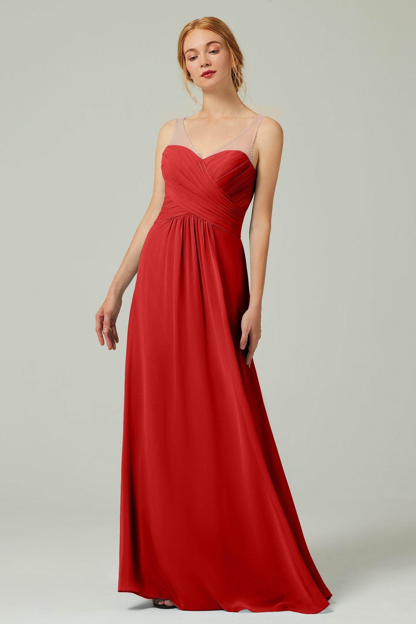 A-Line Floor Length Chiffon Bridesmaid Dress CB0331