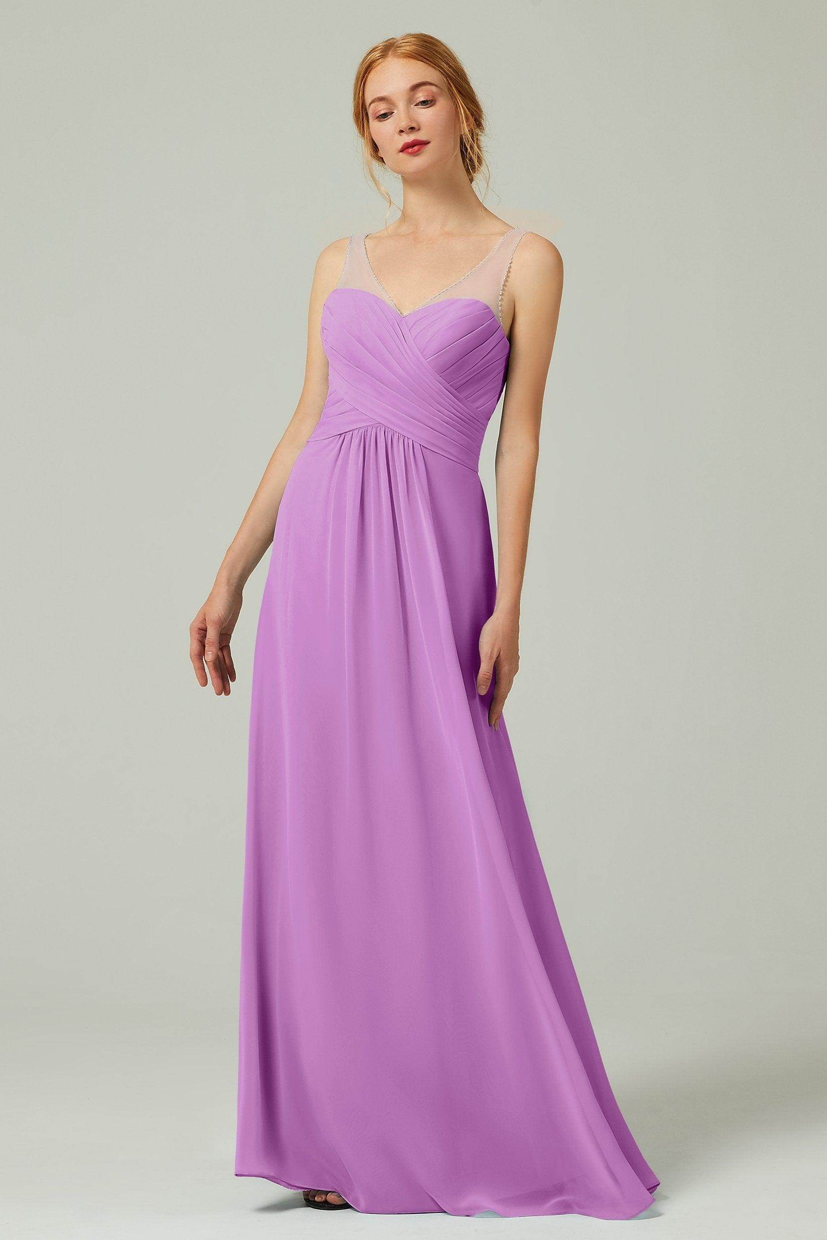A-Line Floor Length Chiffon Bridesmaid Dress CB0331