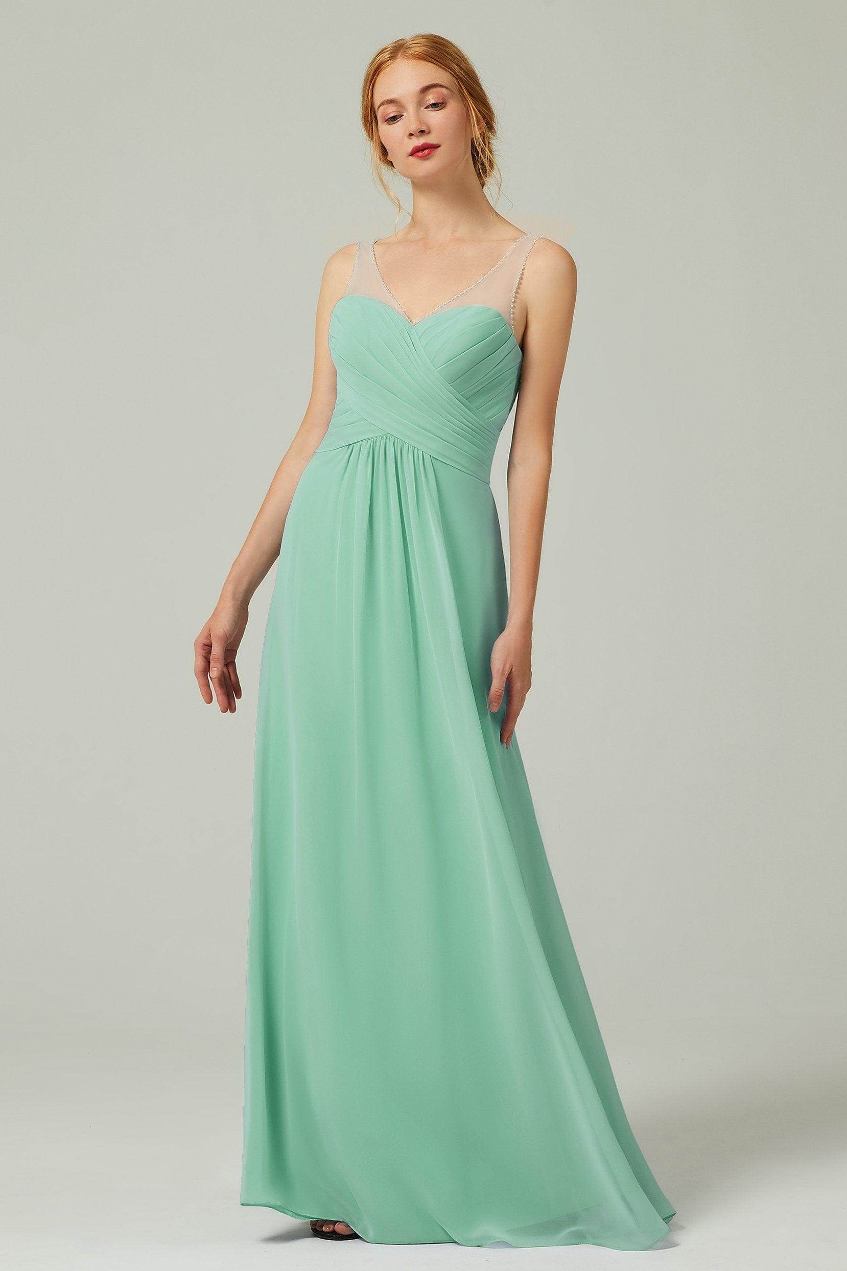 A-Line Floor Length Chiffon Bridesmaid Dress CB0331