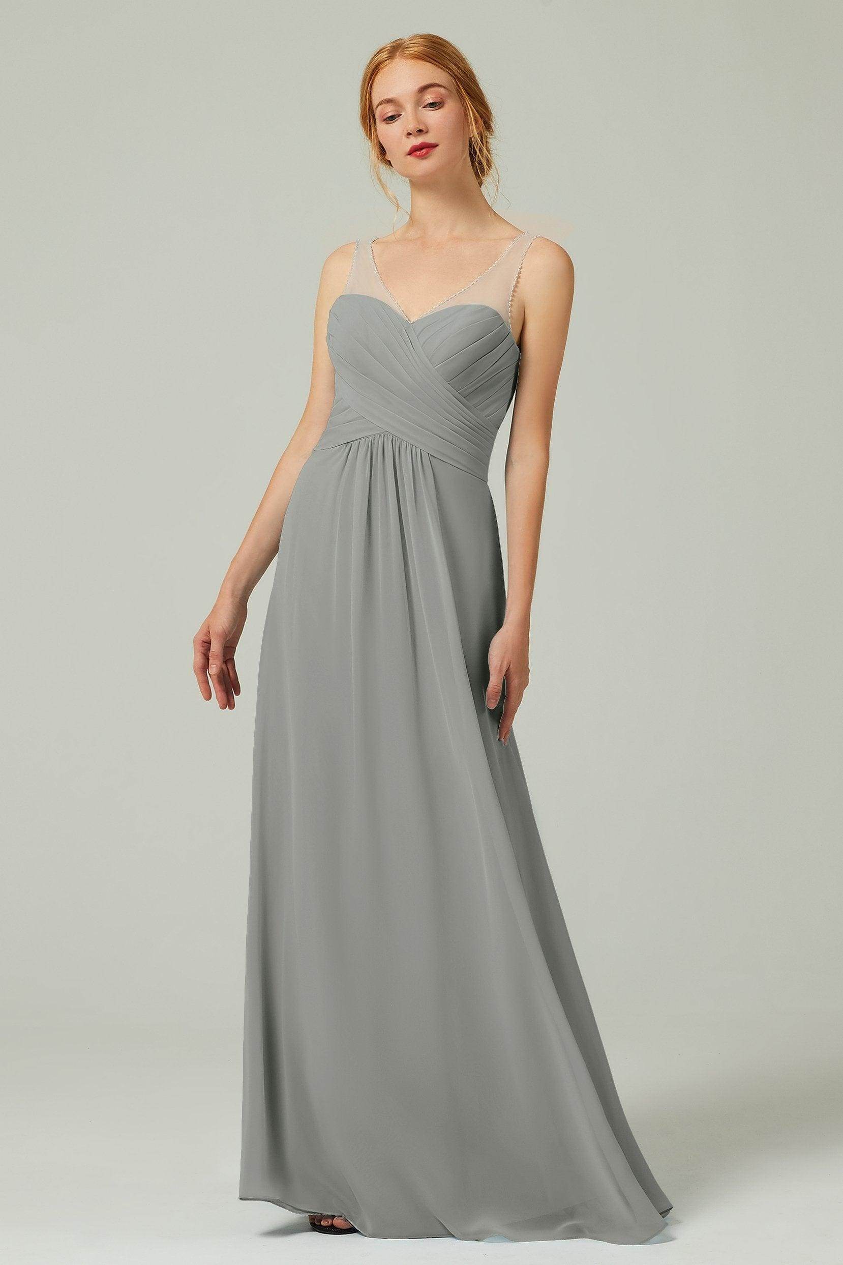 A-Line Floor Length Chiffon Bridesmaid Dress CB0331