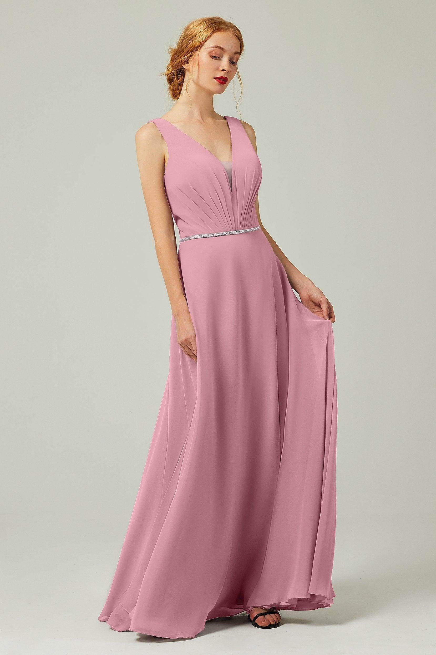 A-Line Floor Length Chiffon Bridesmaid Dress CB0332